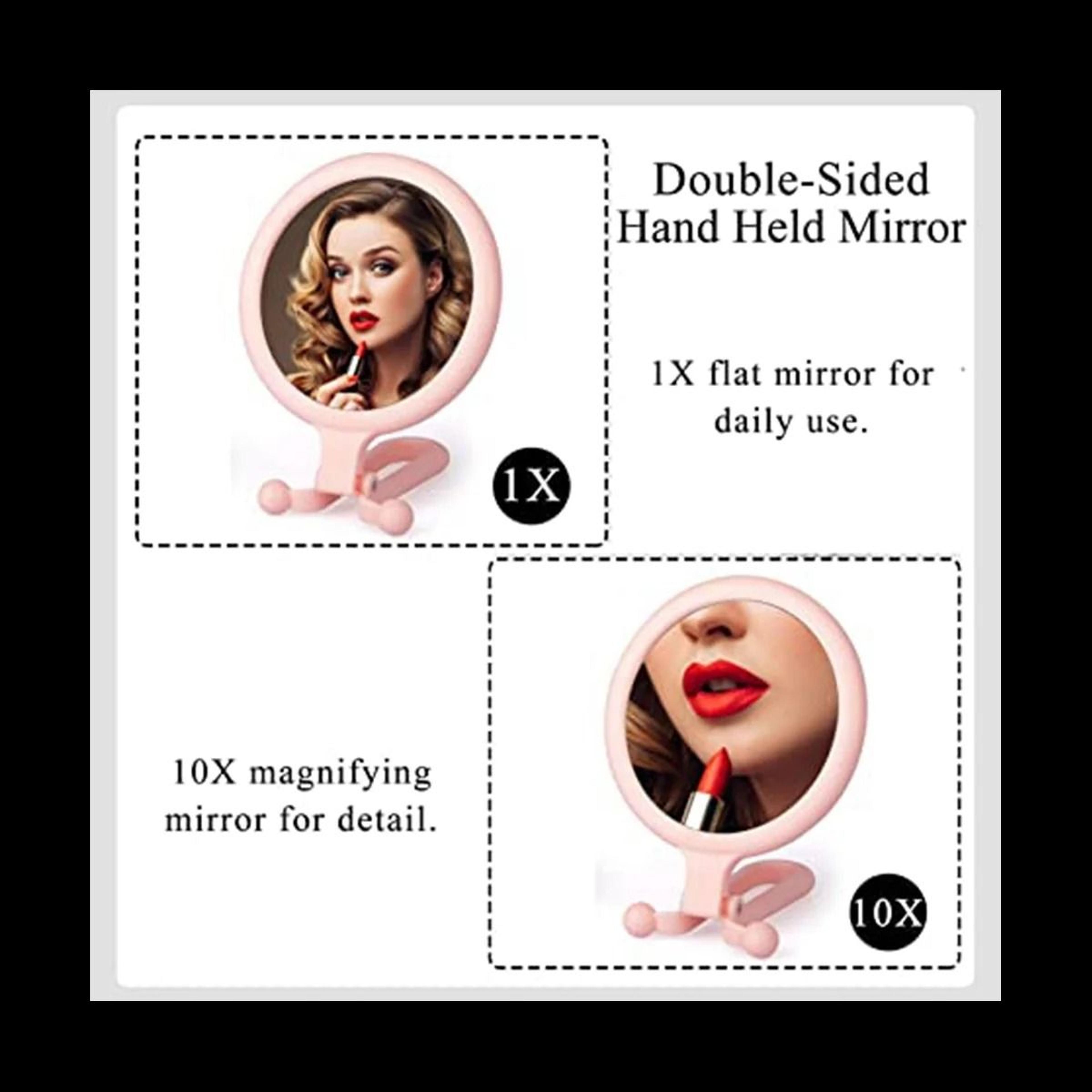 10X Handheld Precision Magnifier  DoubleSided Folding Makeup Mirror With Adjustable Handle 4