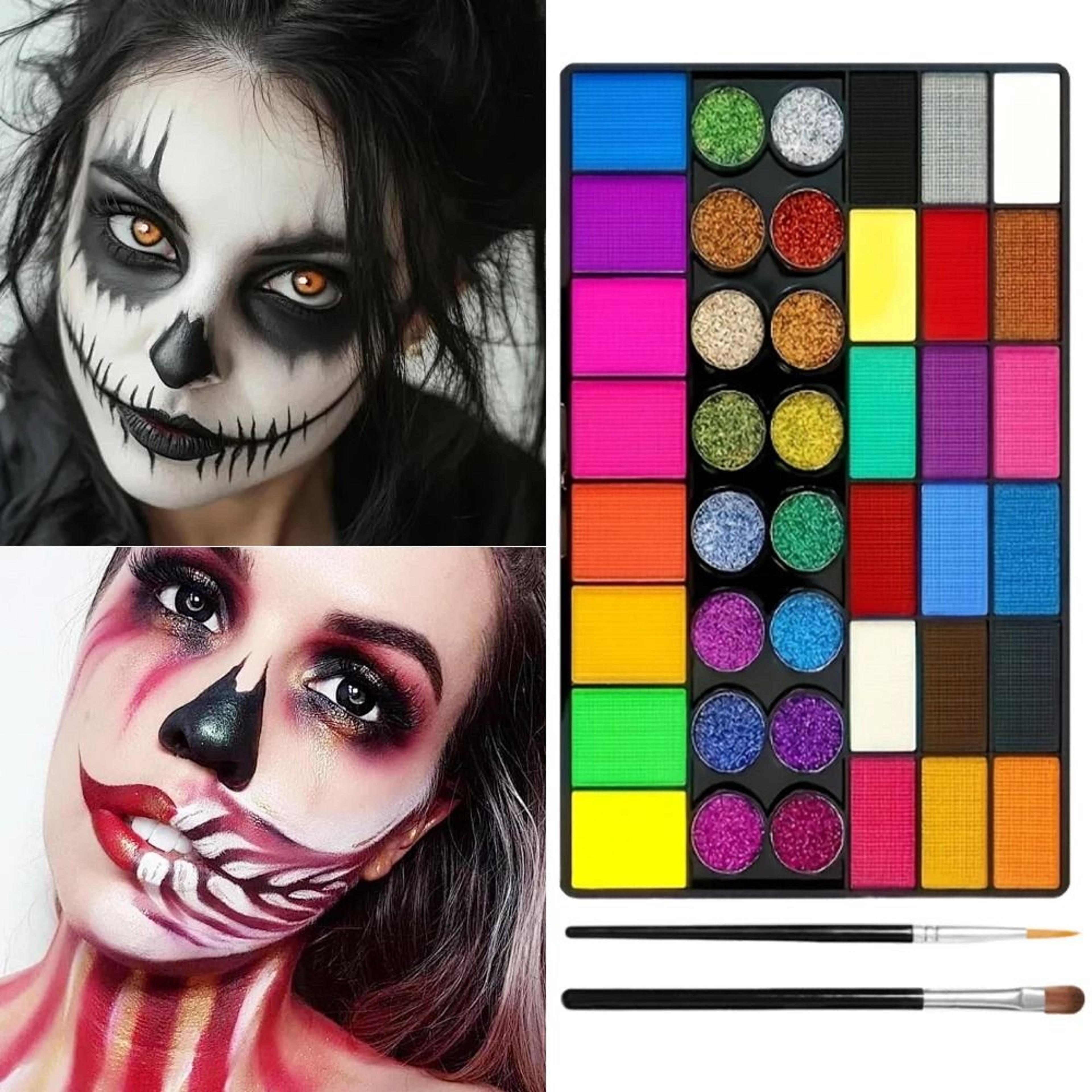 42Color Ultimate UV Neon Face Paint Set  Fluorescent Glitter  Art Makeup Palette 1