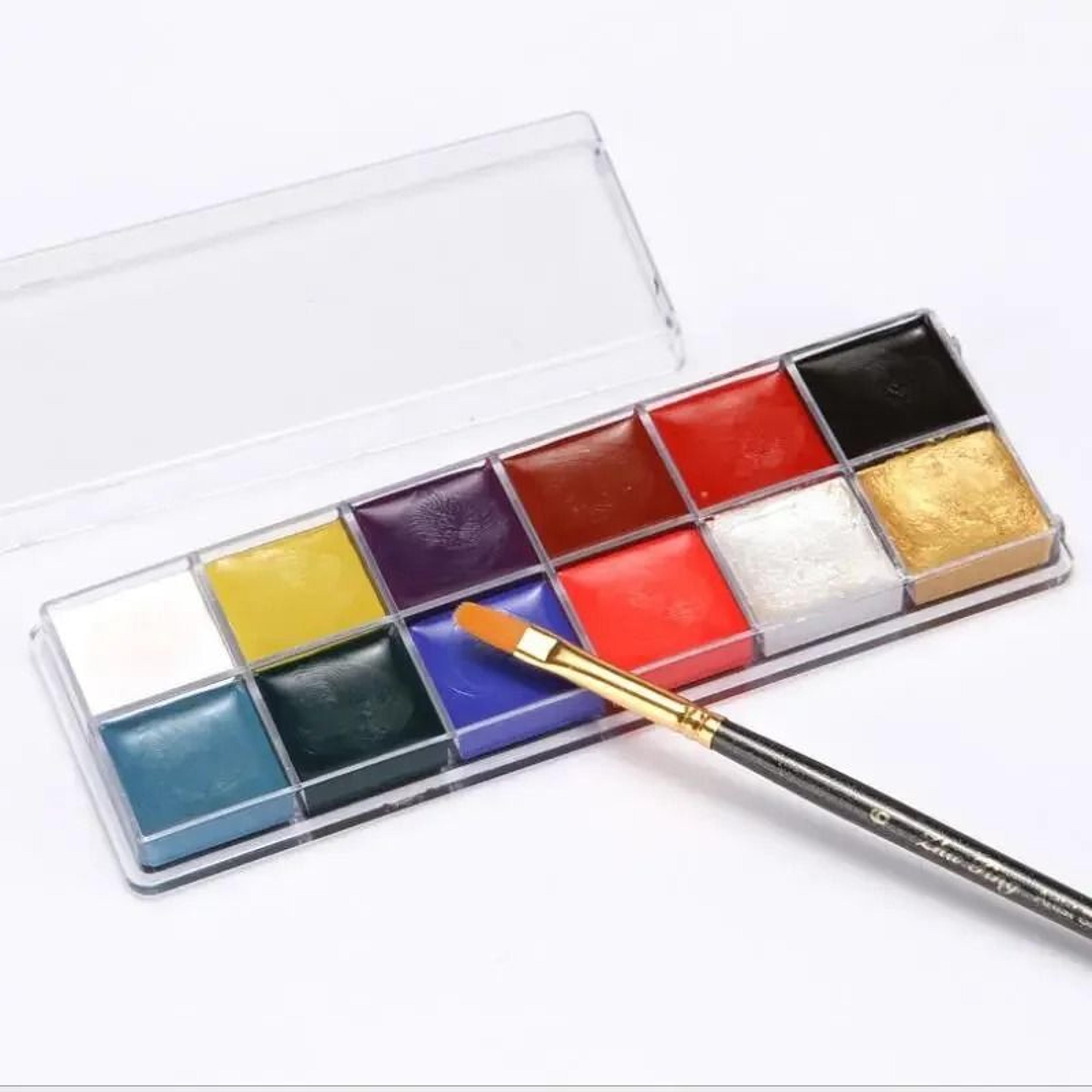 12-color professional face & body art palette – multi-purpose drama & costume makeup