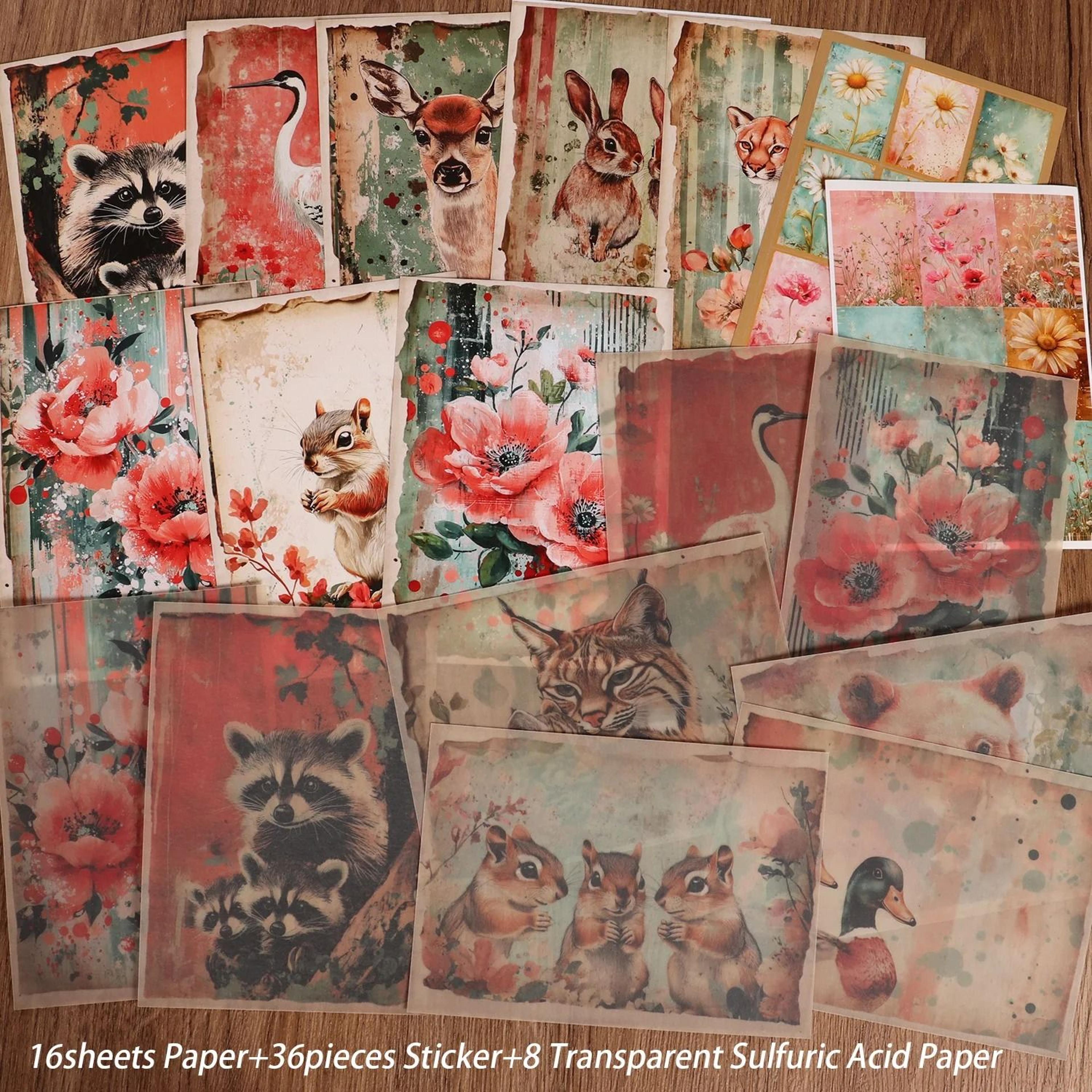 Watercolor Animal Sulfuric Acid Paper  Sticker Kit 6