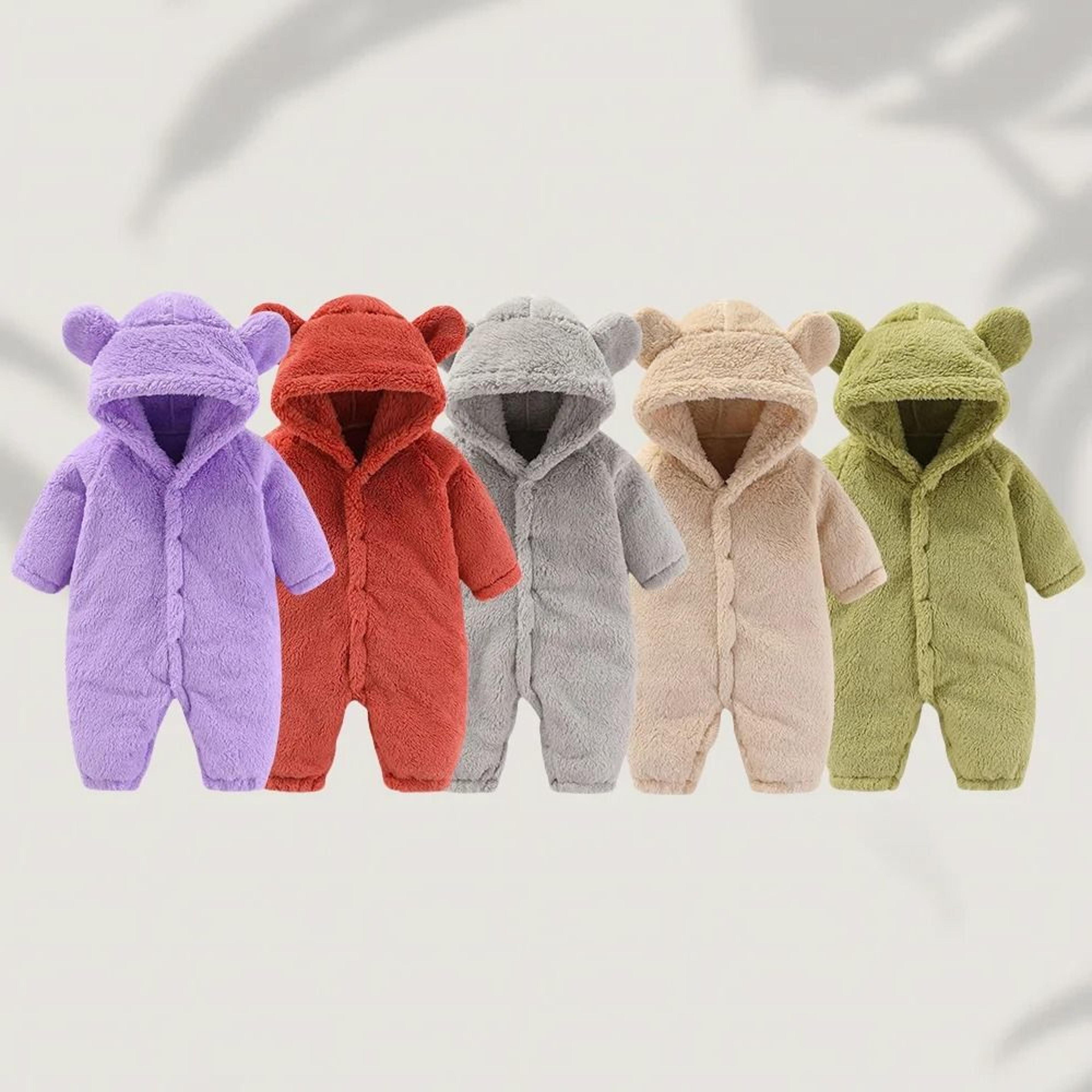Winter Warm Fleece Bear Ear Romper 1