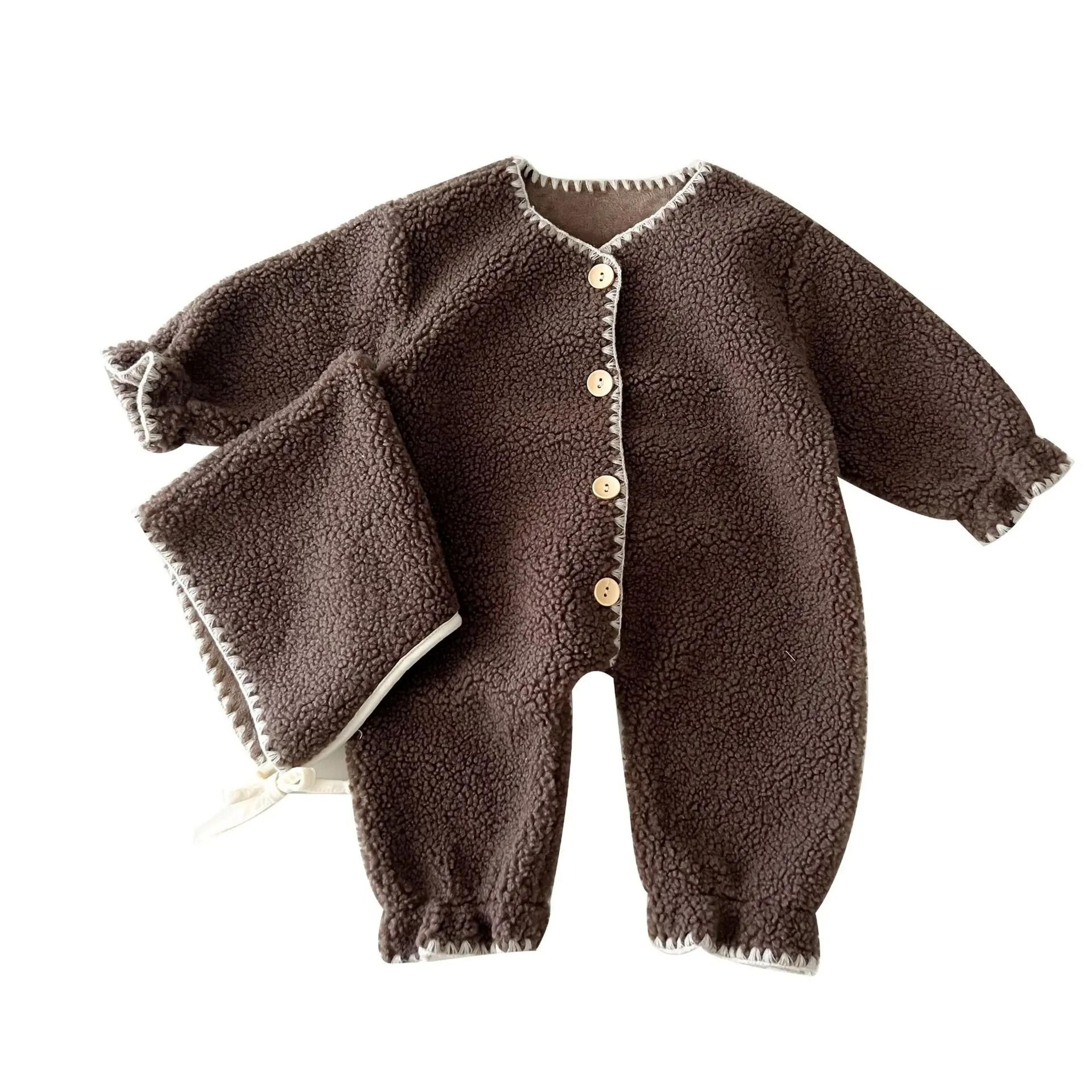 Winter ShellStitch FleeceLined Baby Romper 4
