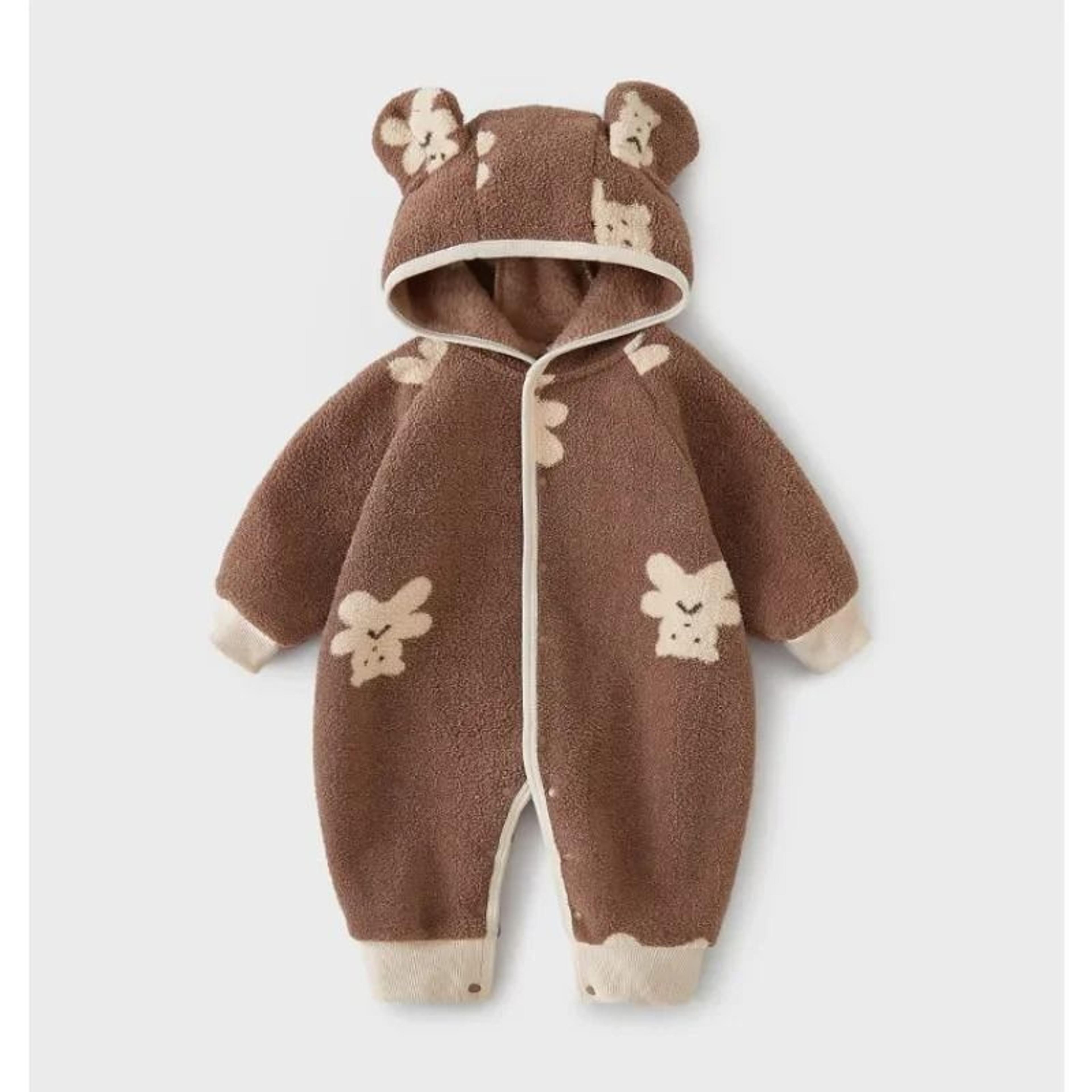 autumn winter cute animal print hooded romper