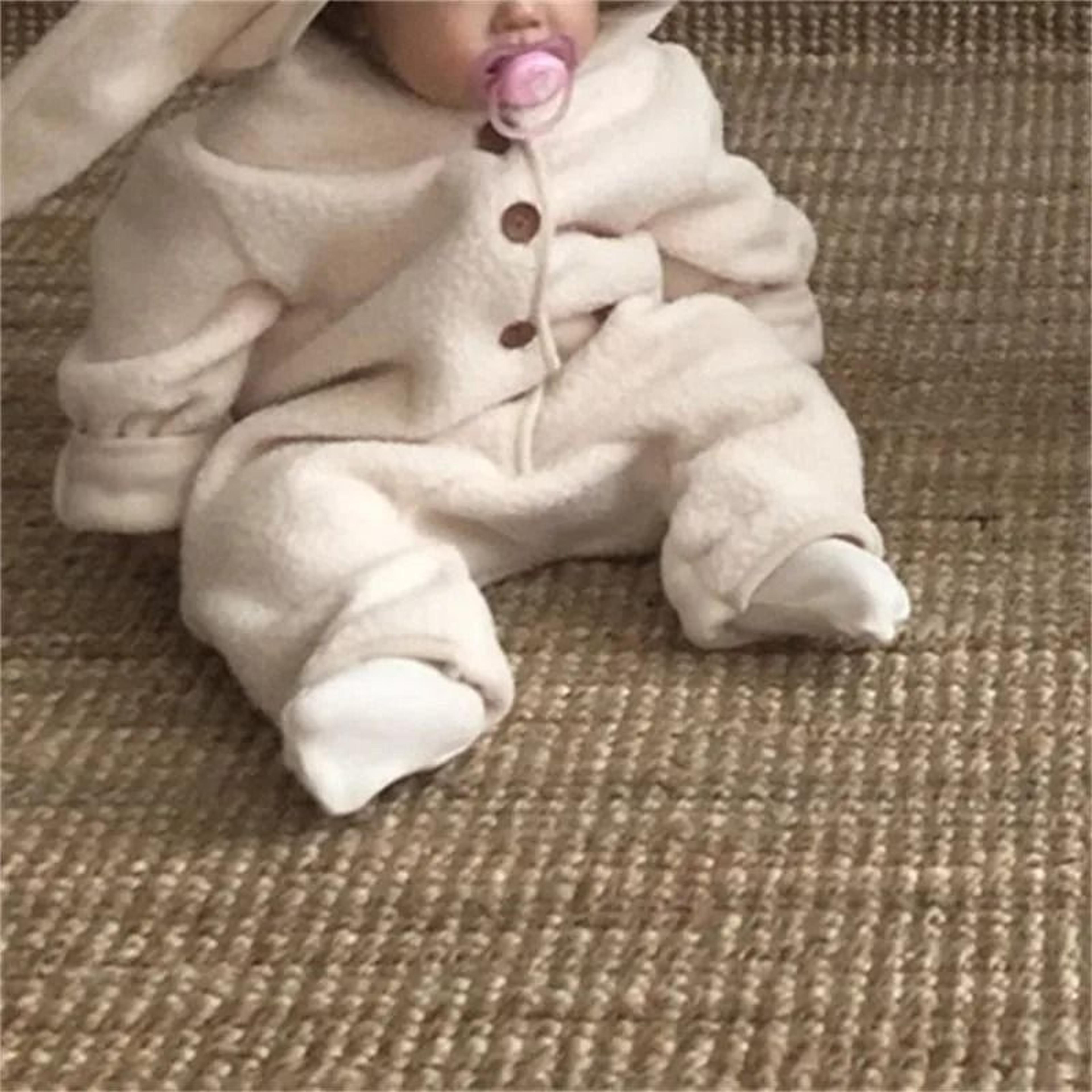 Rabbit Ears VelvetLined Warm Cardigan Romper 3