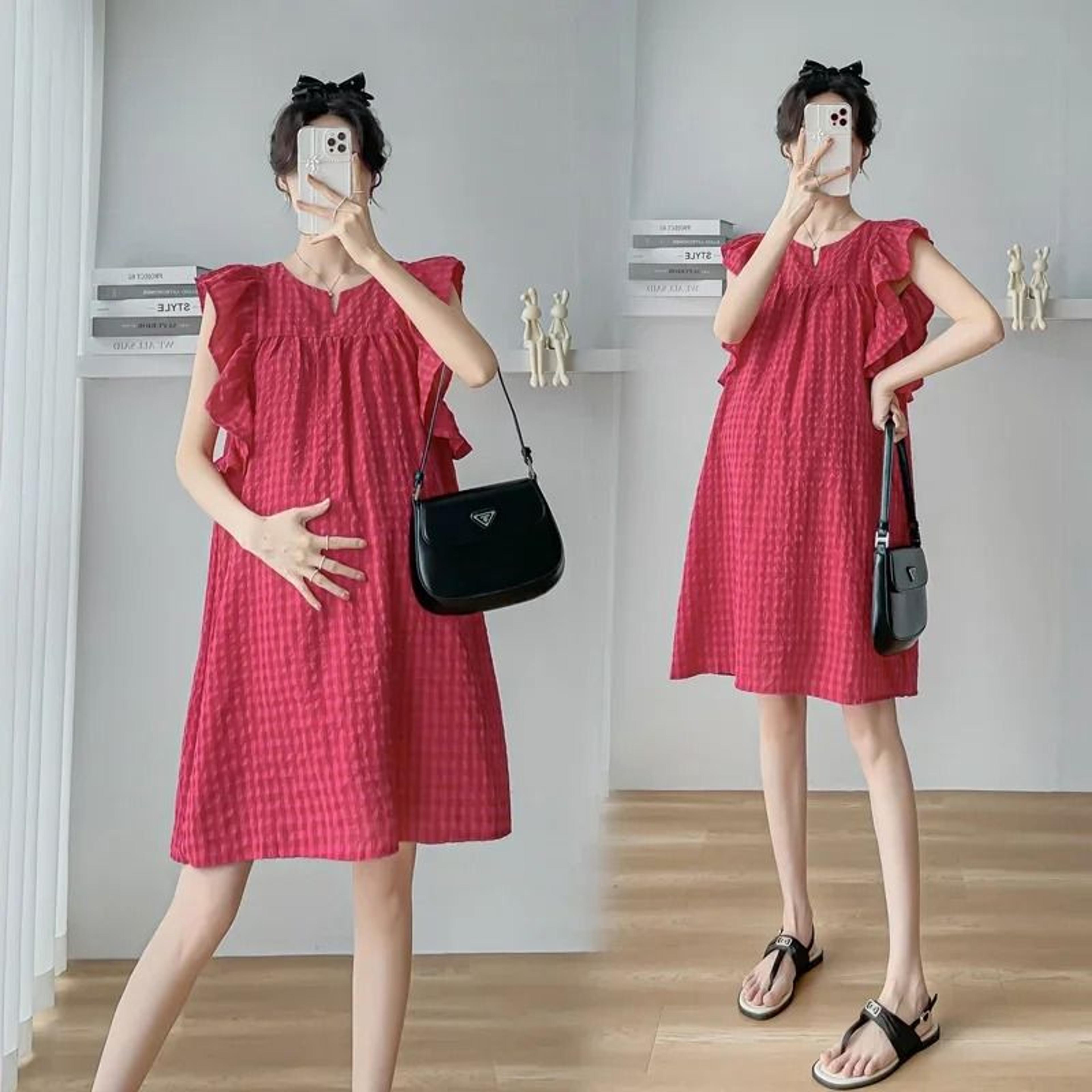 Korean Style Petal Sleeve Maternity Mini Dress 1