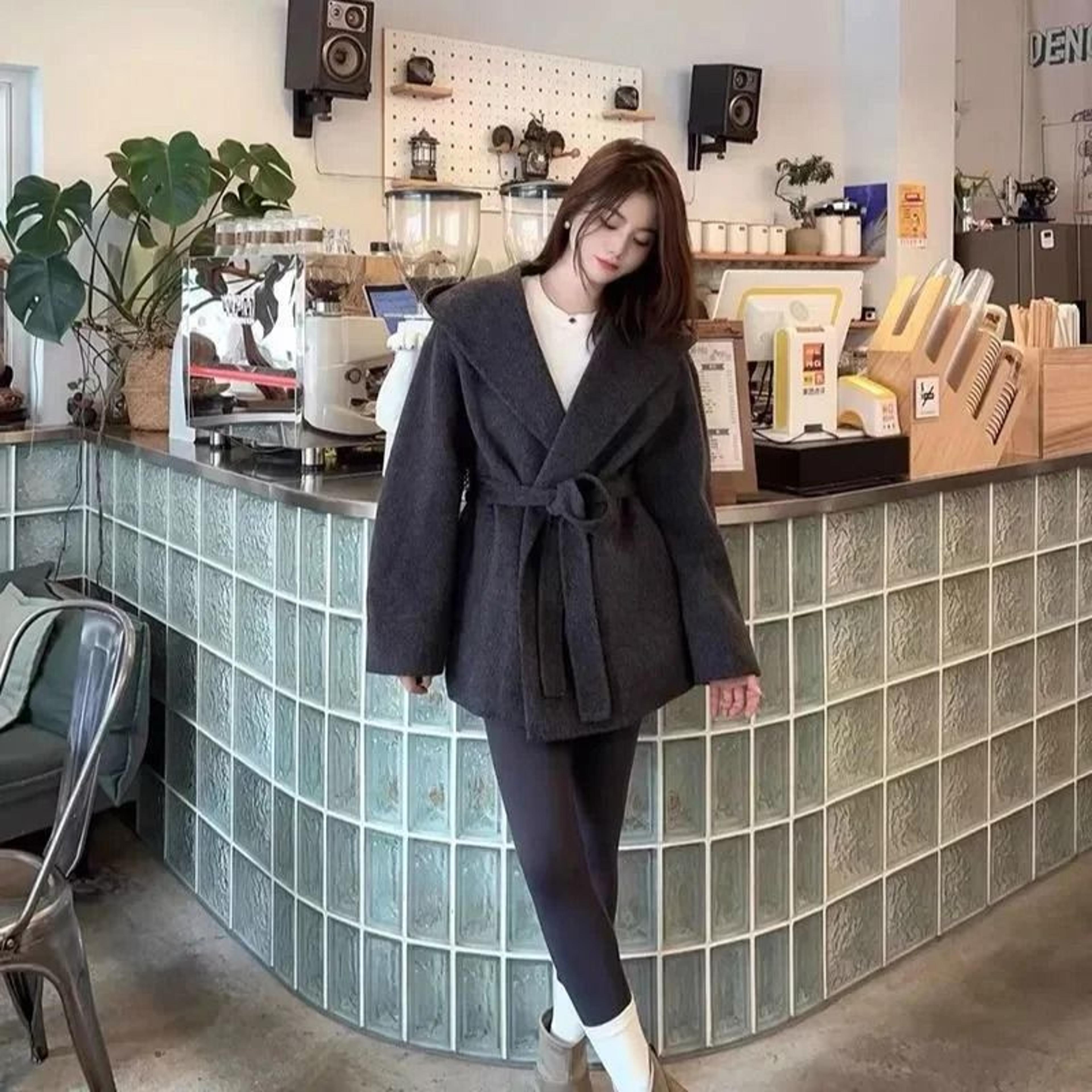 Elegant Hooded LaceUp Woolen Jacket 8