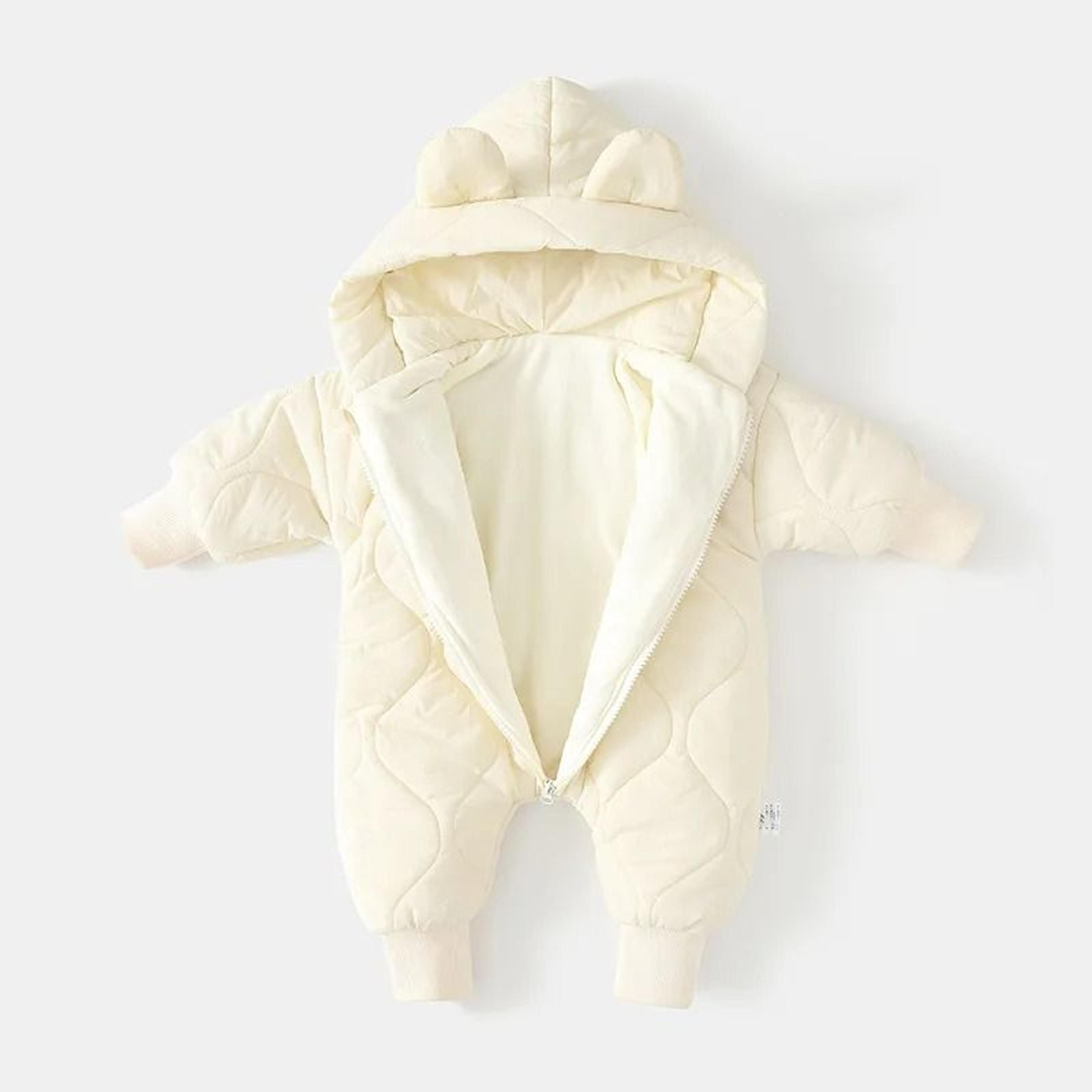 Padded Fleece Cartoon Hooded Baby Romper 2
