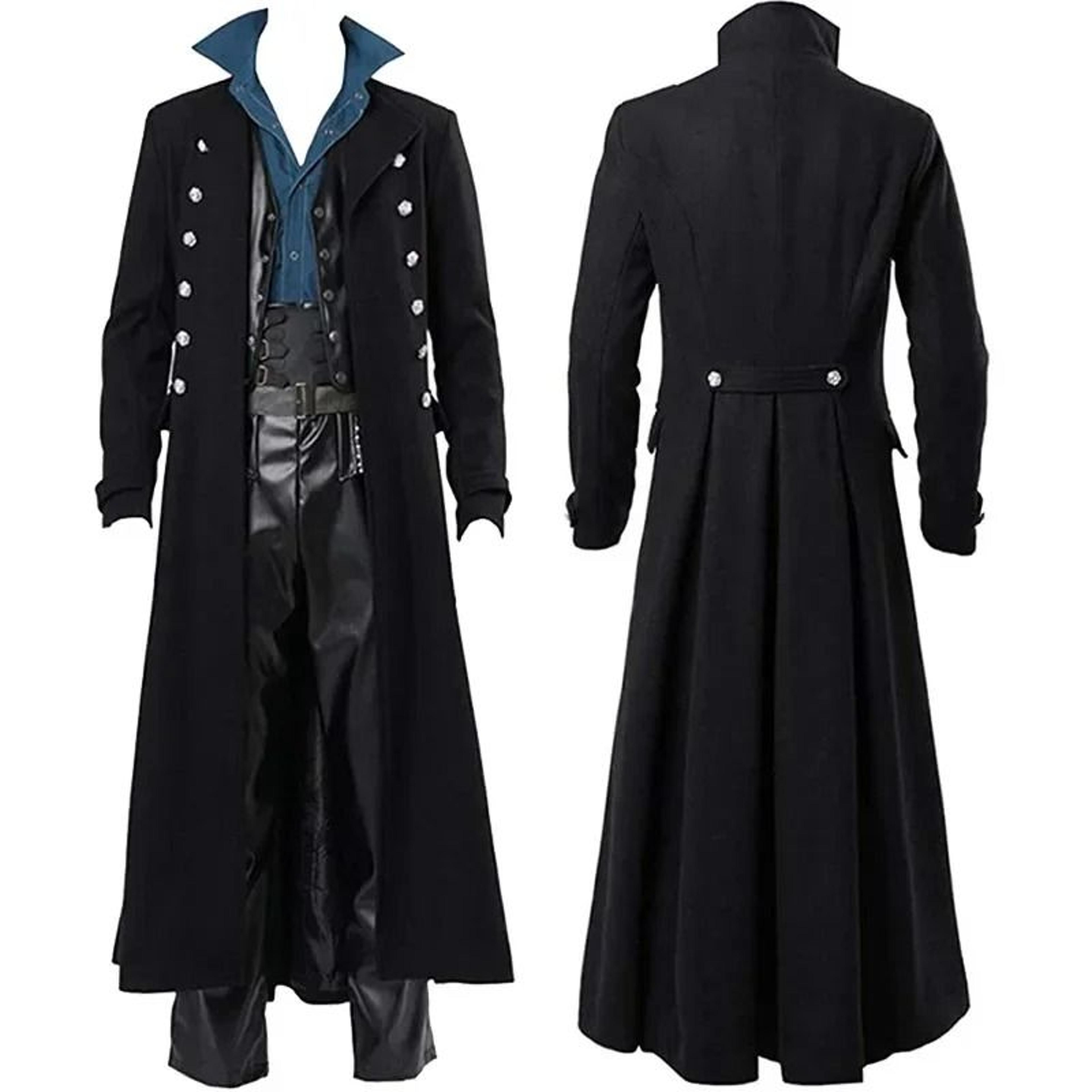 Mens Steampunk Gothic Victorian Long Trench Coat 2