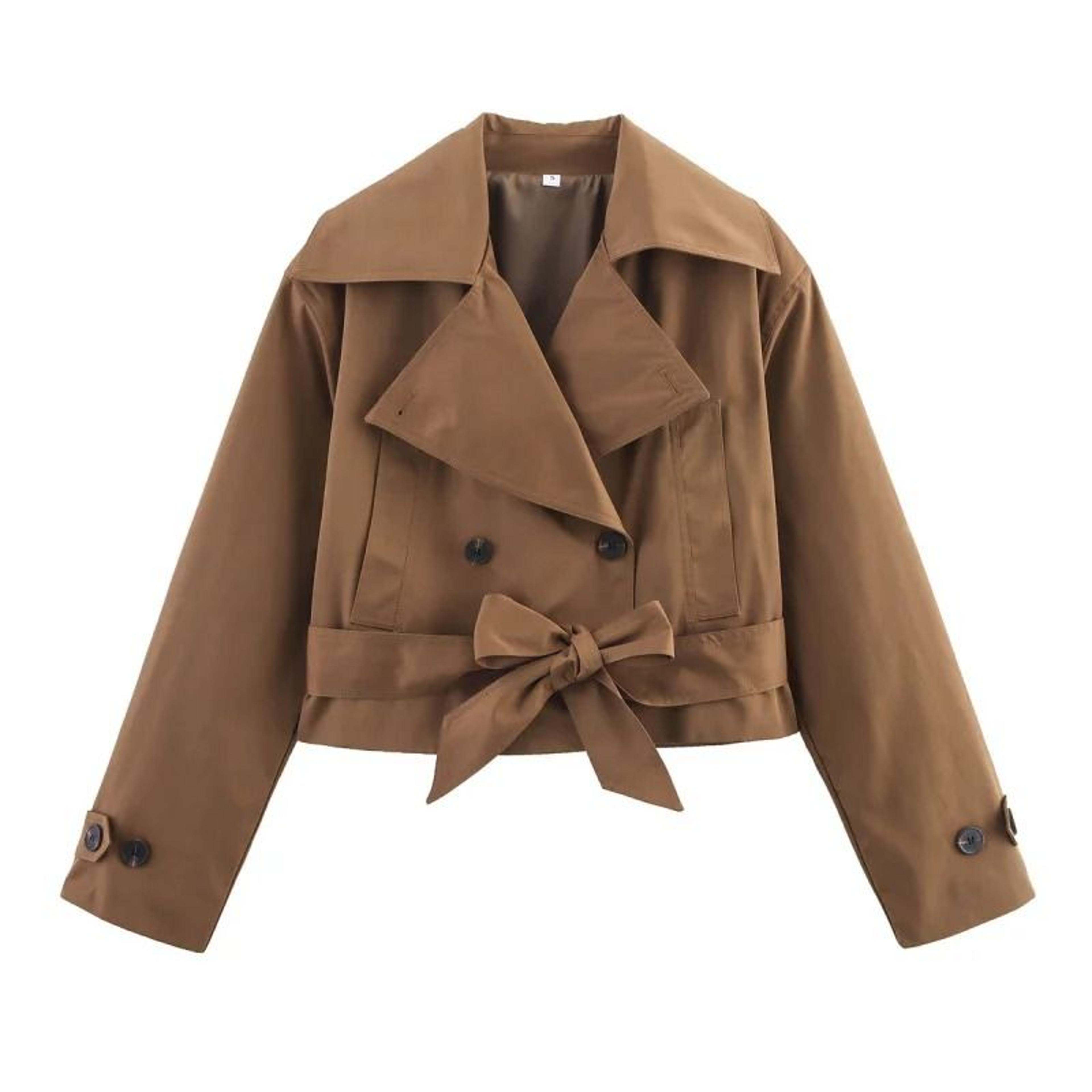 British Style DoubleBreasted Short Trench Coat 8