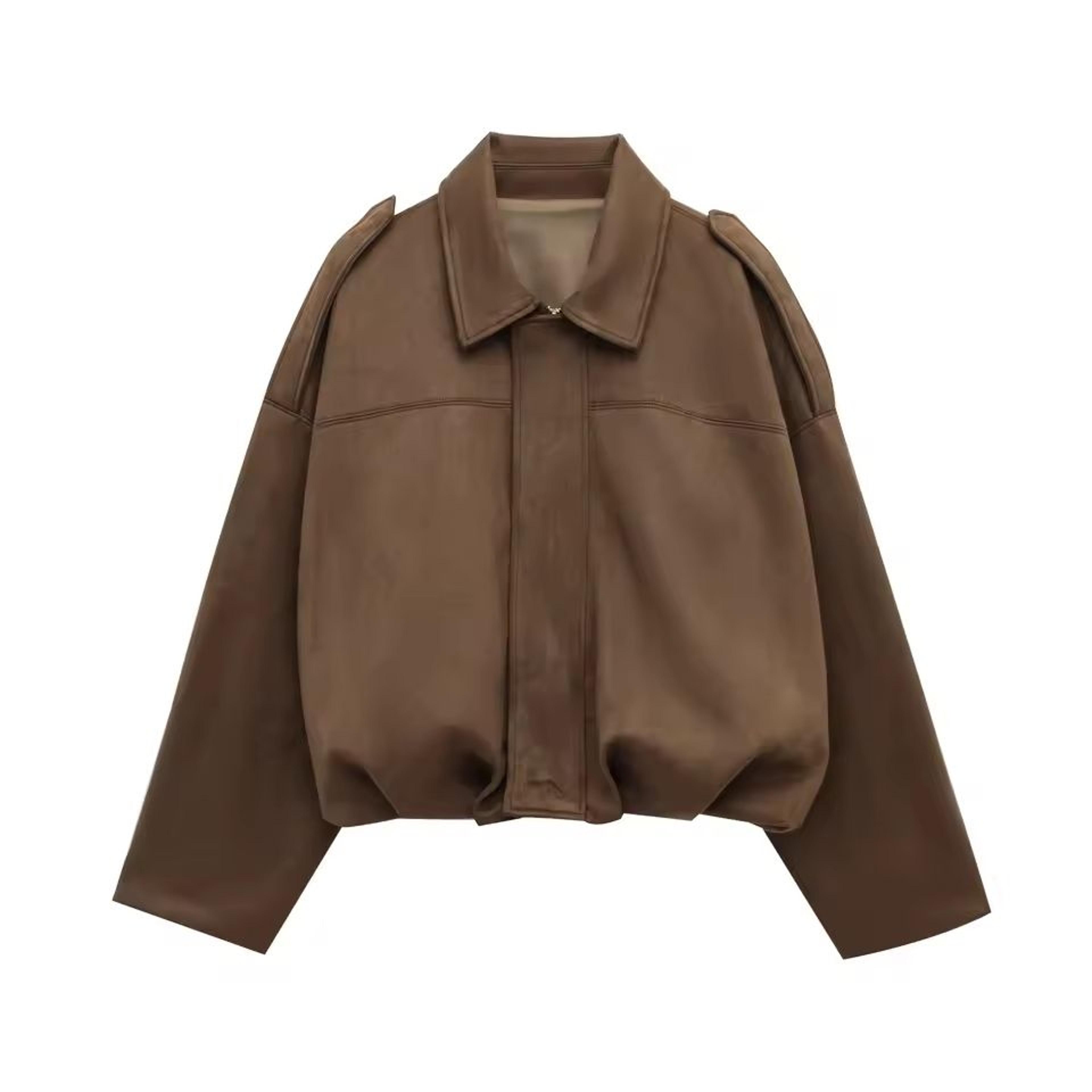 Womens Vintage Suede Loose Bomber Jacket 9