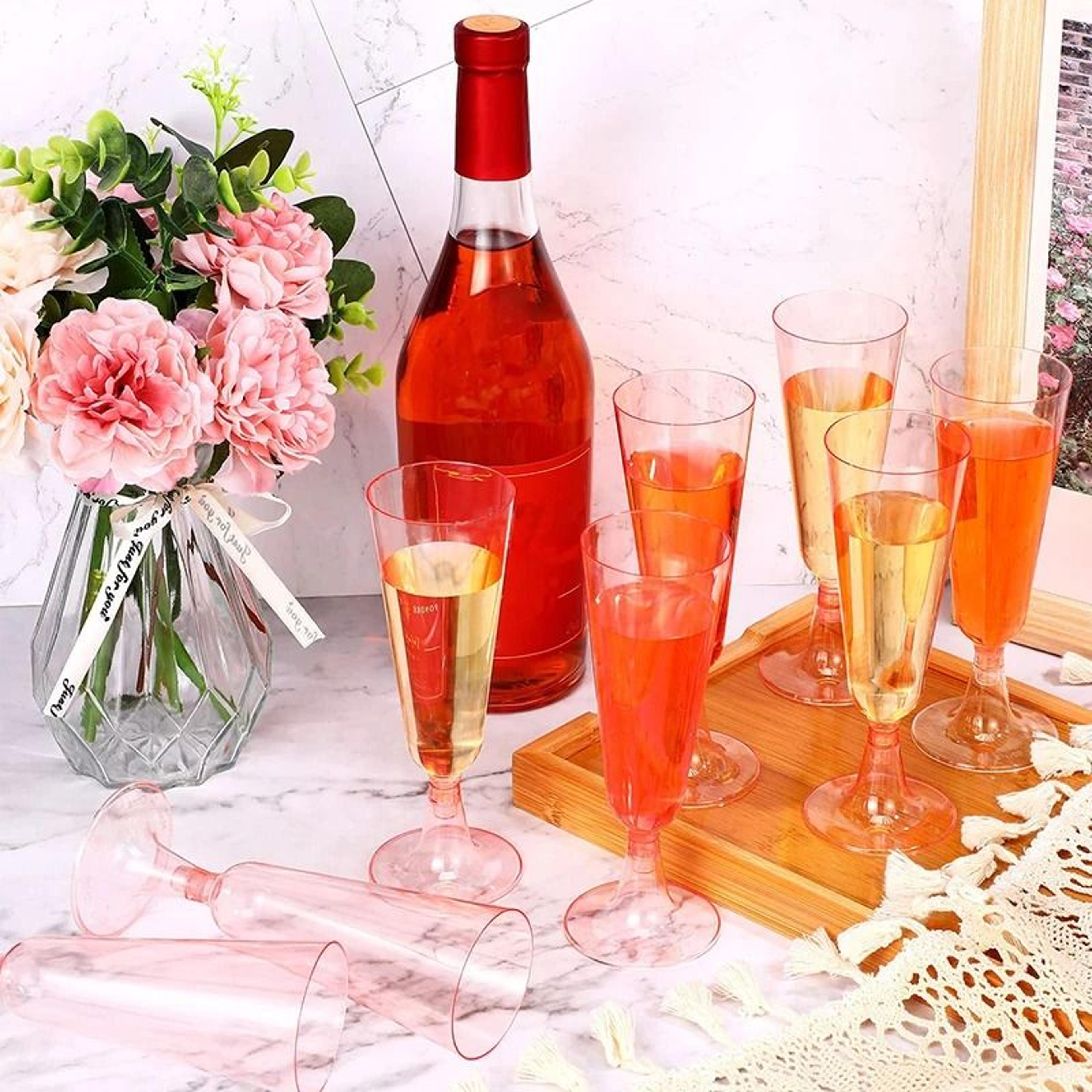 10Piece Pink Disposable Champagne Flute Set 3