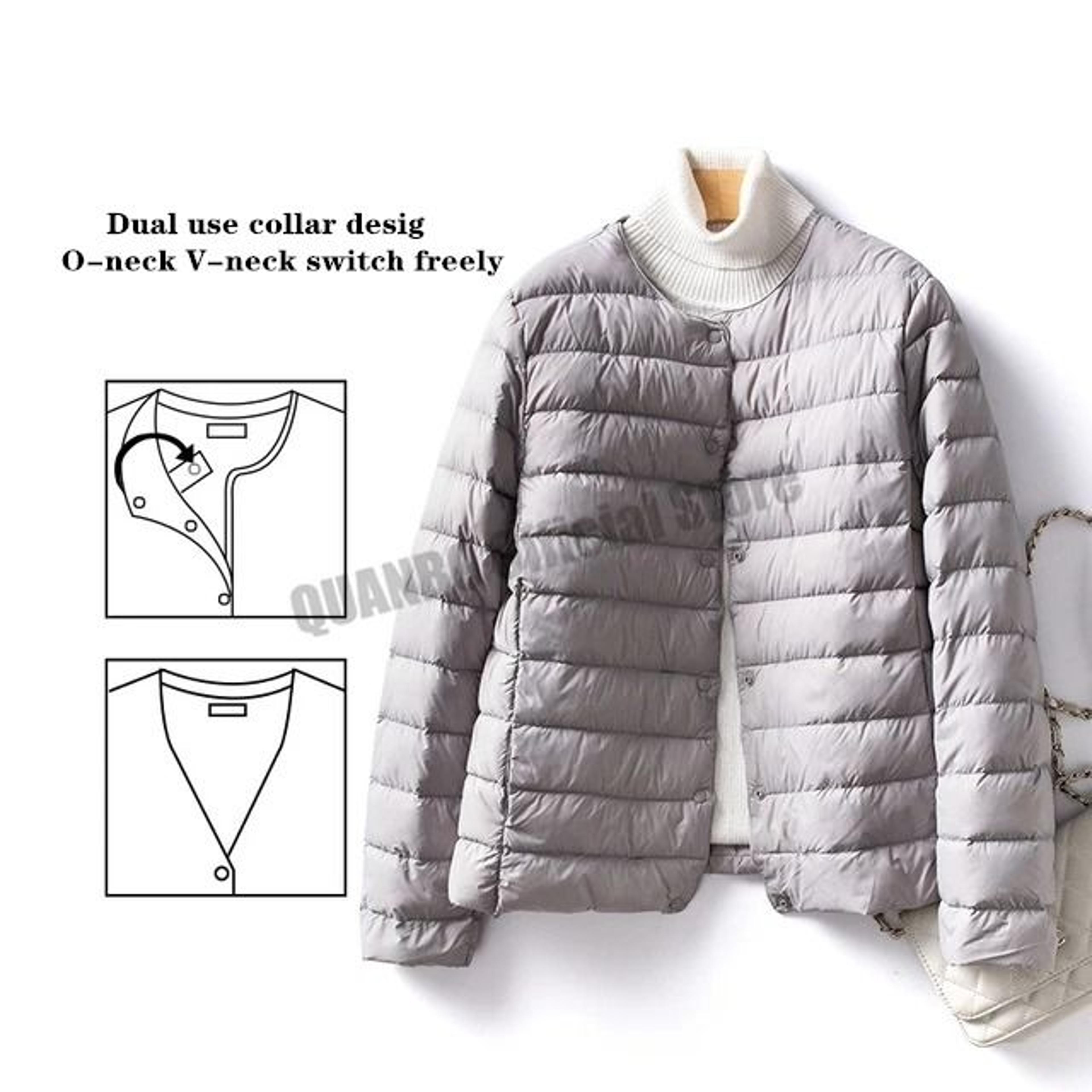 Womens Convertible Neckline Ultralight Down Jacket 8
