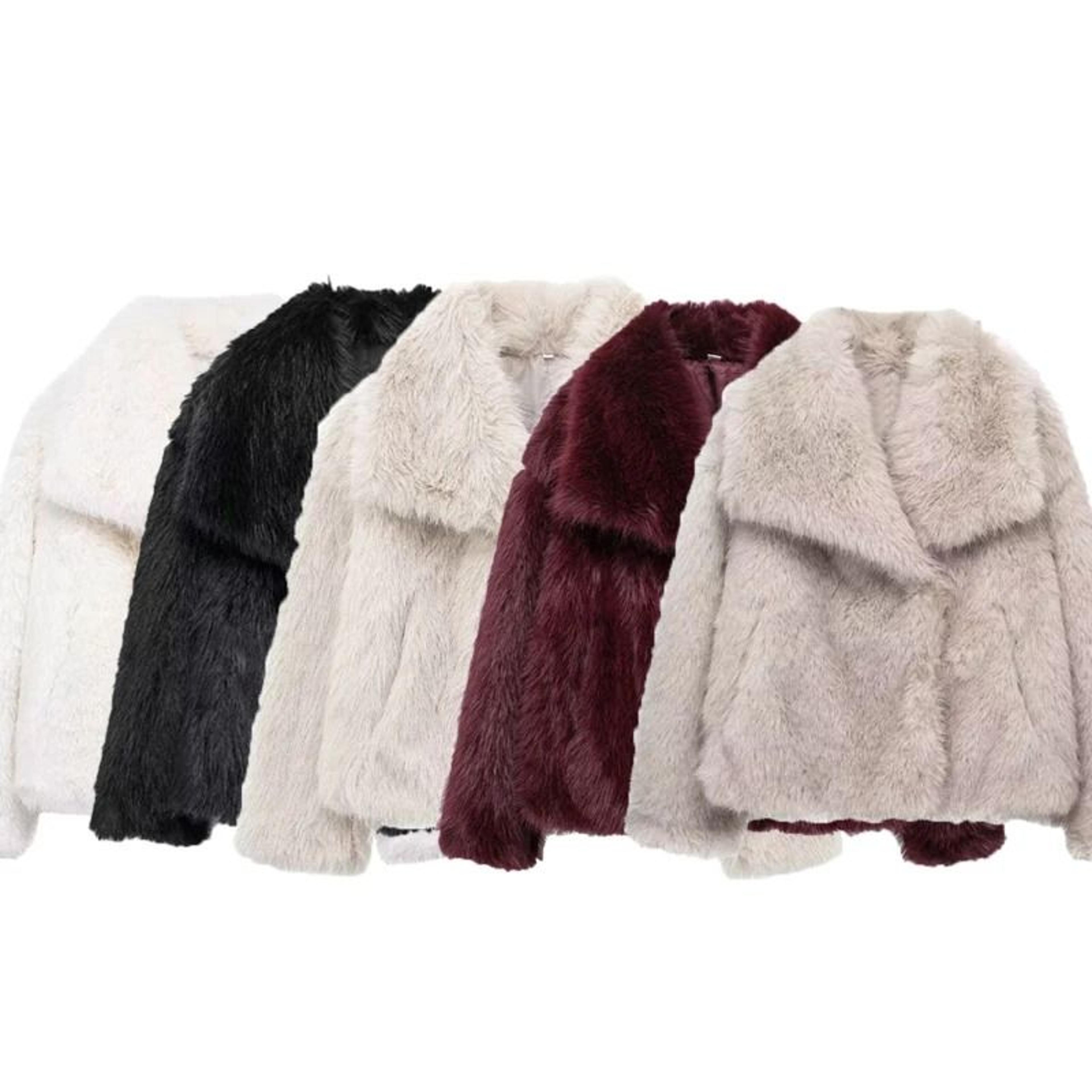 Plush Fluffy Faux Fur Jacket  Modern Winter Thermal Outerwear 4