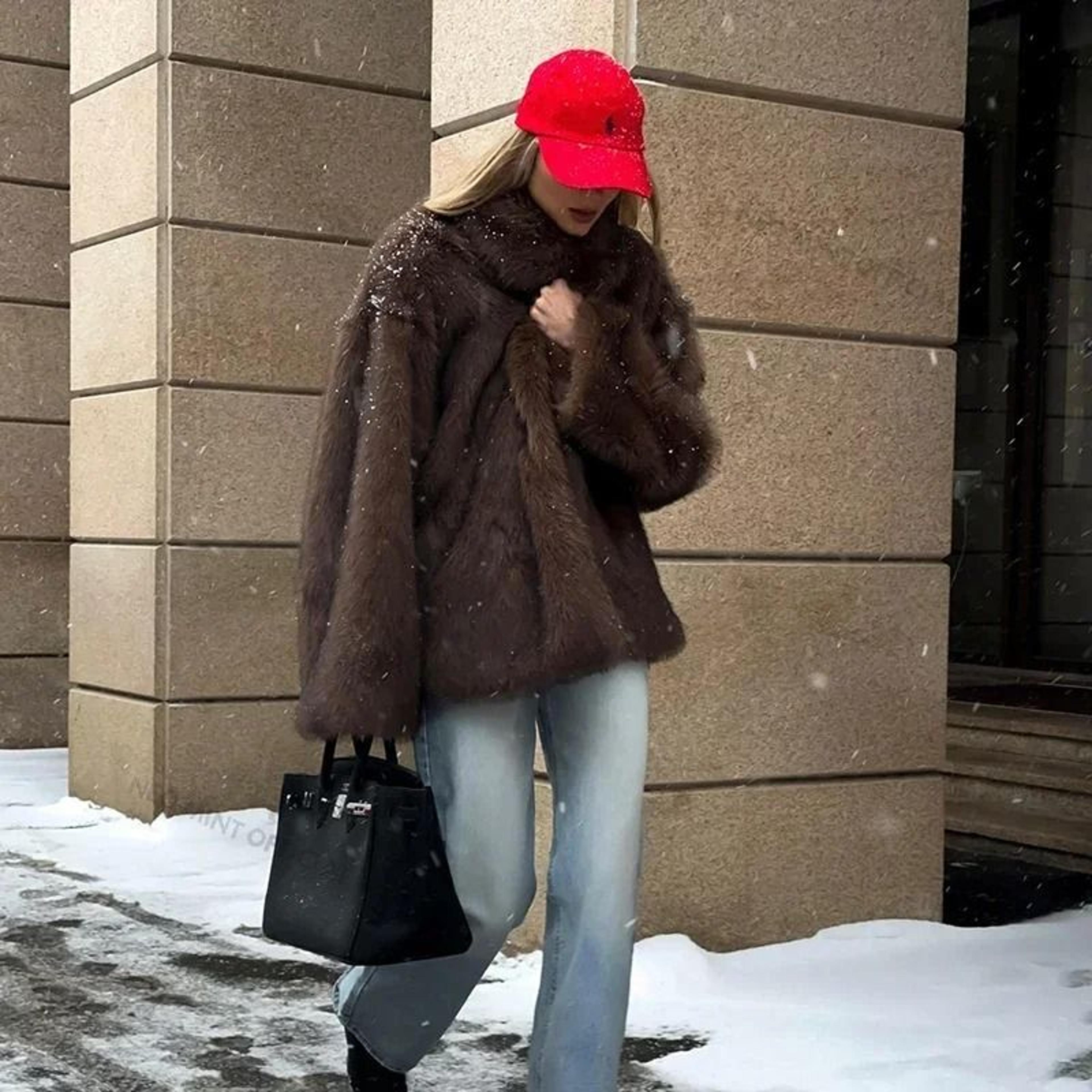 Oversized Fluffy Faux Fox Fur Overcoat  Winter HighAppearance Street Style 2