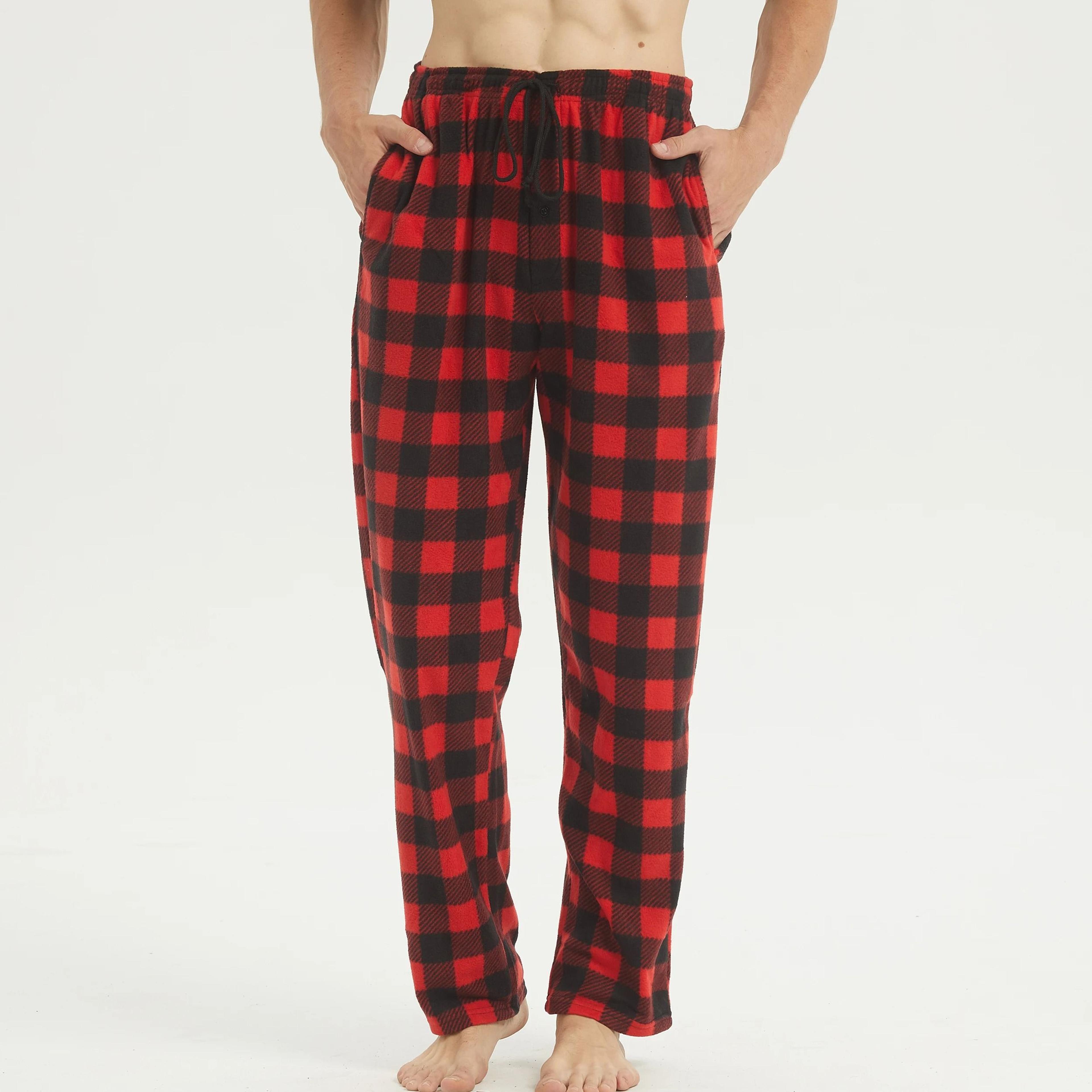 2Pack Mens Fleece Pajama Pants  UltraSoft Plaid Lounge Bottoms 2