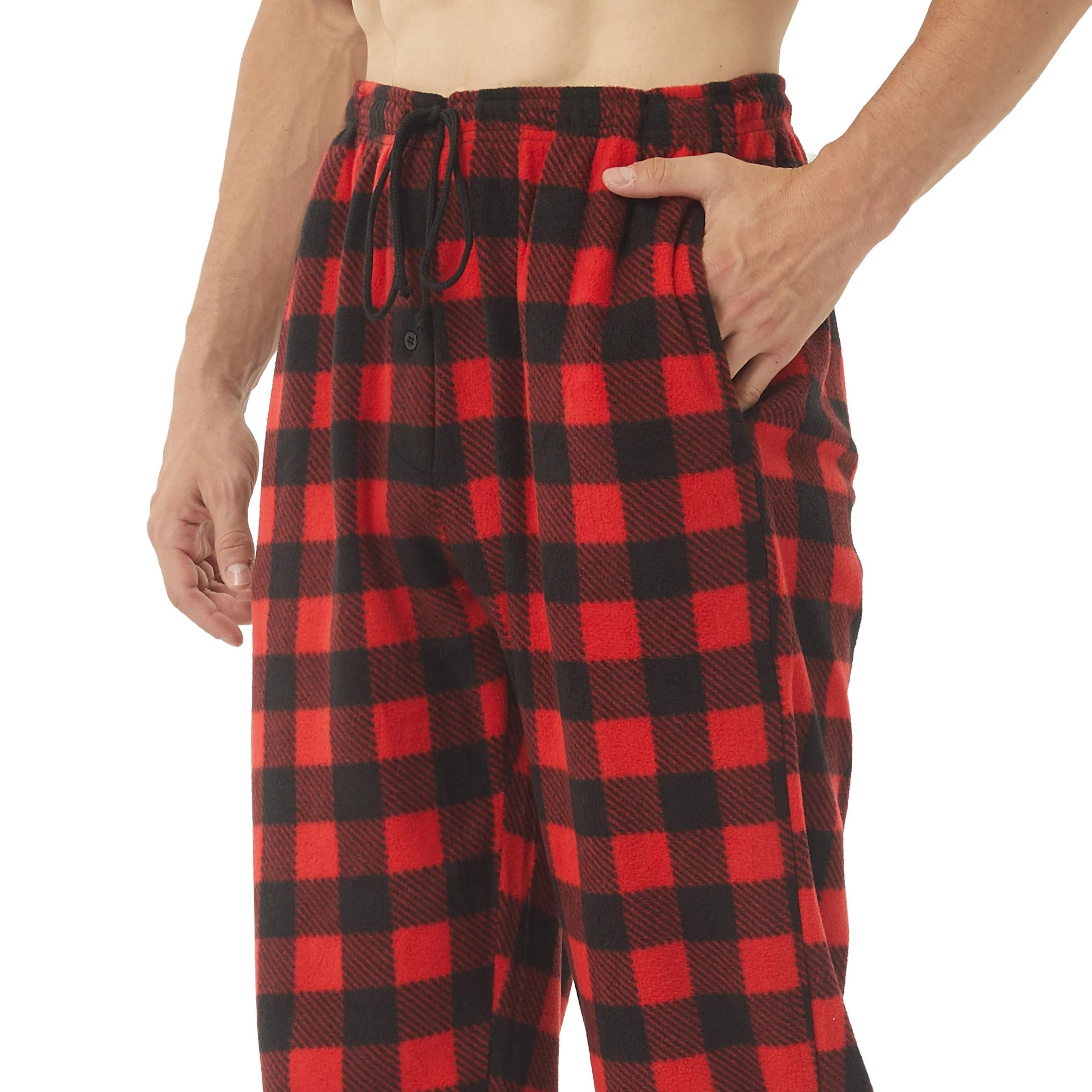 2Pack Mens Fleece Pajama Pants  UltraSoft Plaid Lounge Bottoms 5