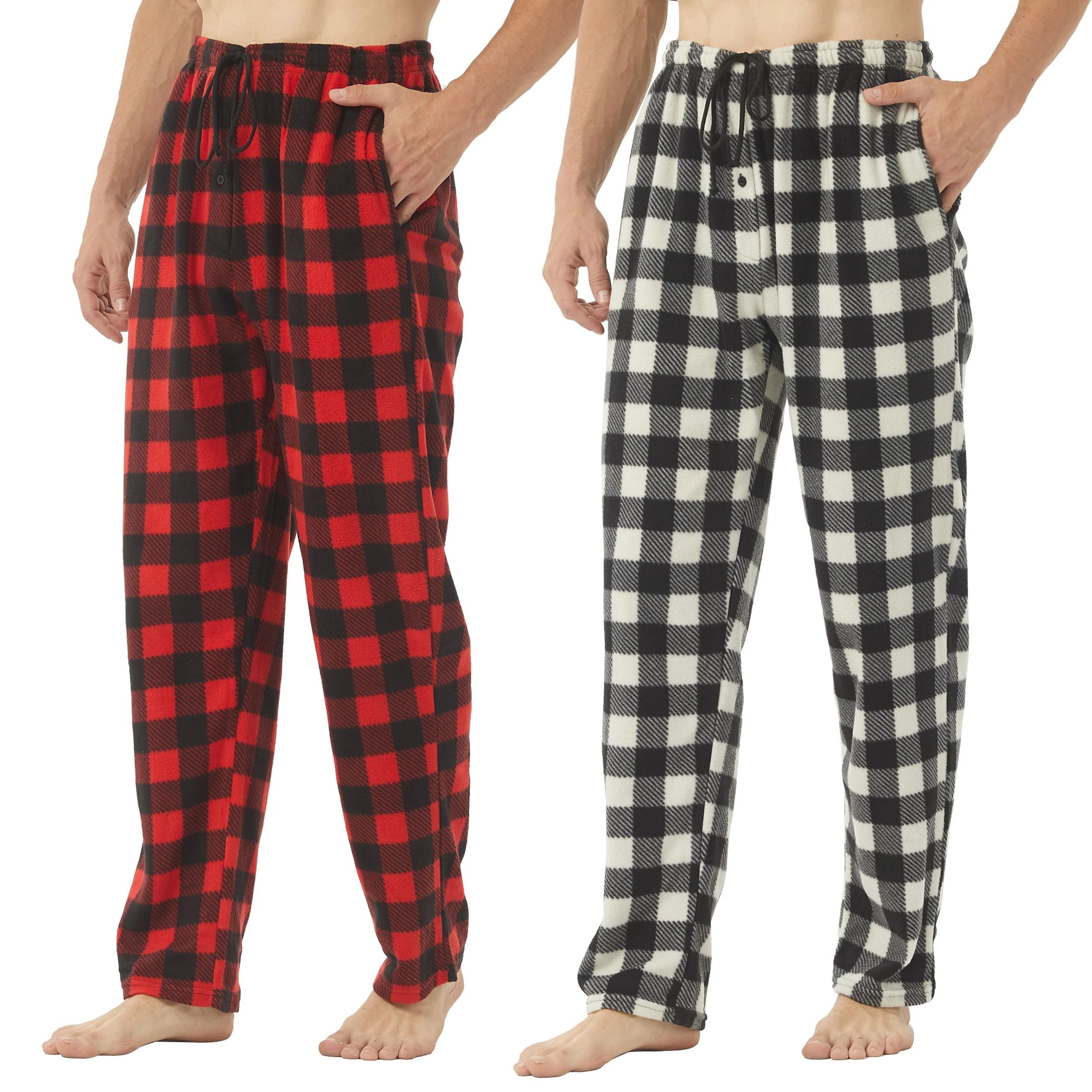 2Pack Mens Fleece Pajama Pants  UltraSoft Plaid Lounge Bottoms 8