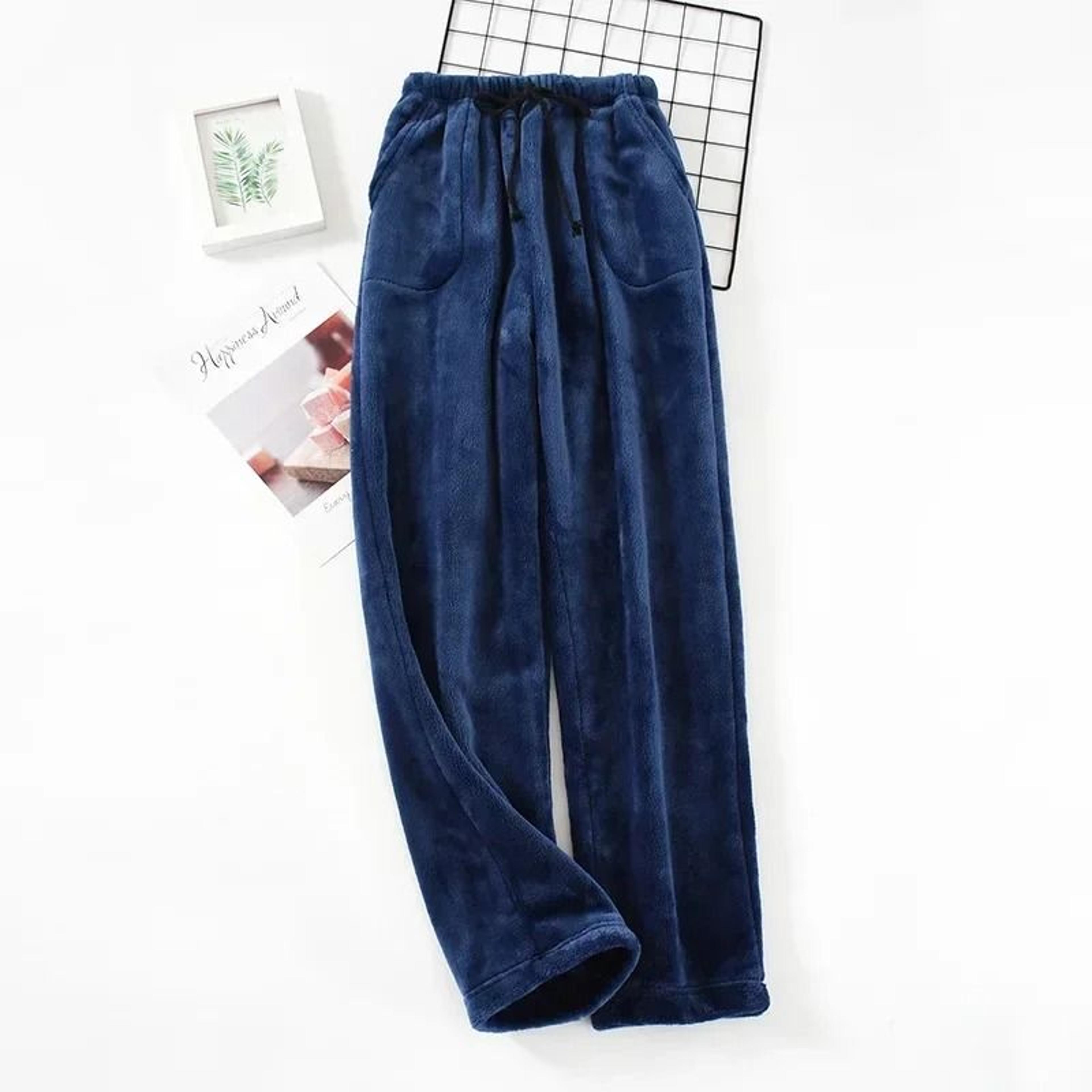 Thickened Flannel Home Trousers  Mens Winter Coral Fleece Pajamas 5