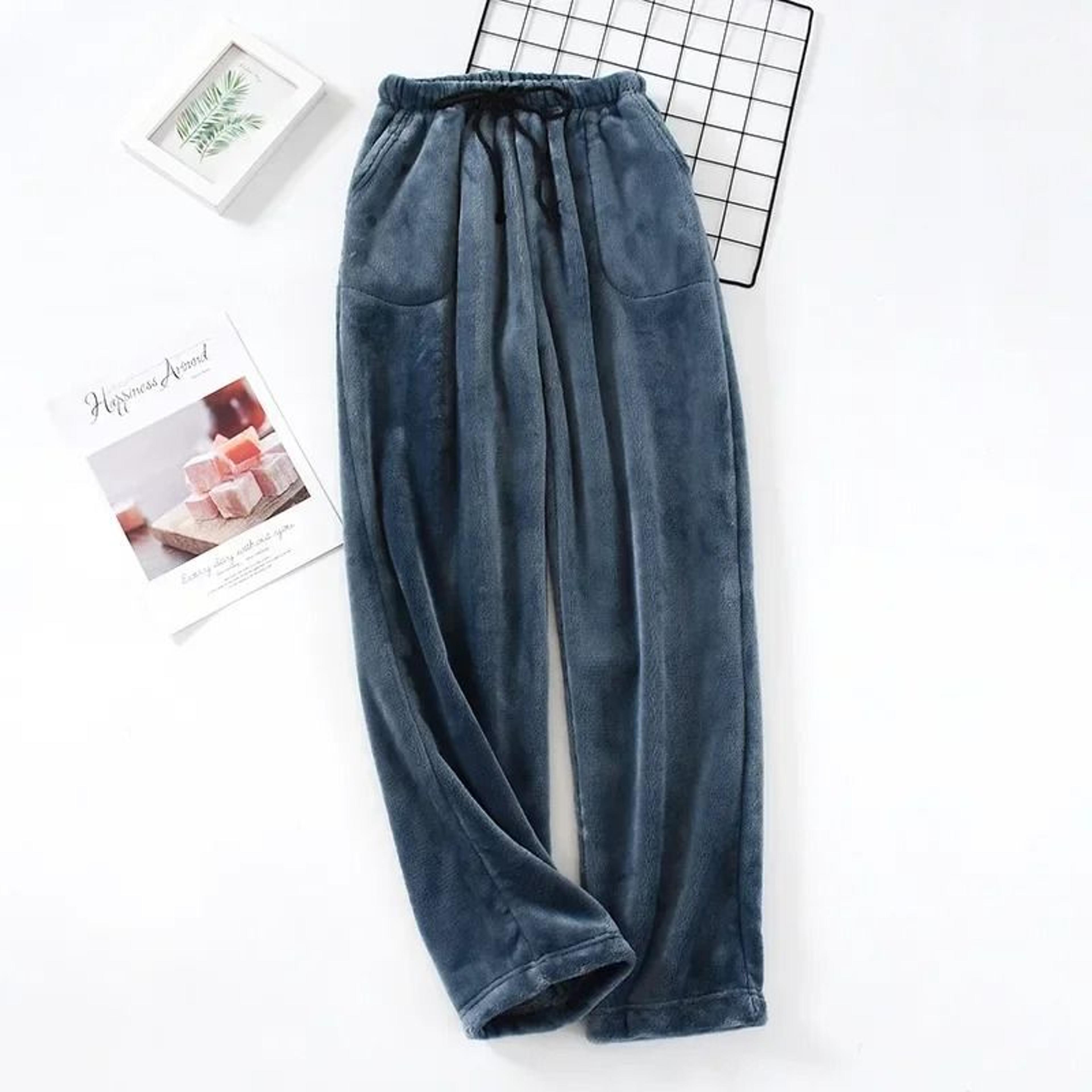 Thickened Flannel Home Trousers  Mens Winter Coral Fleece Pajamas 9