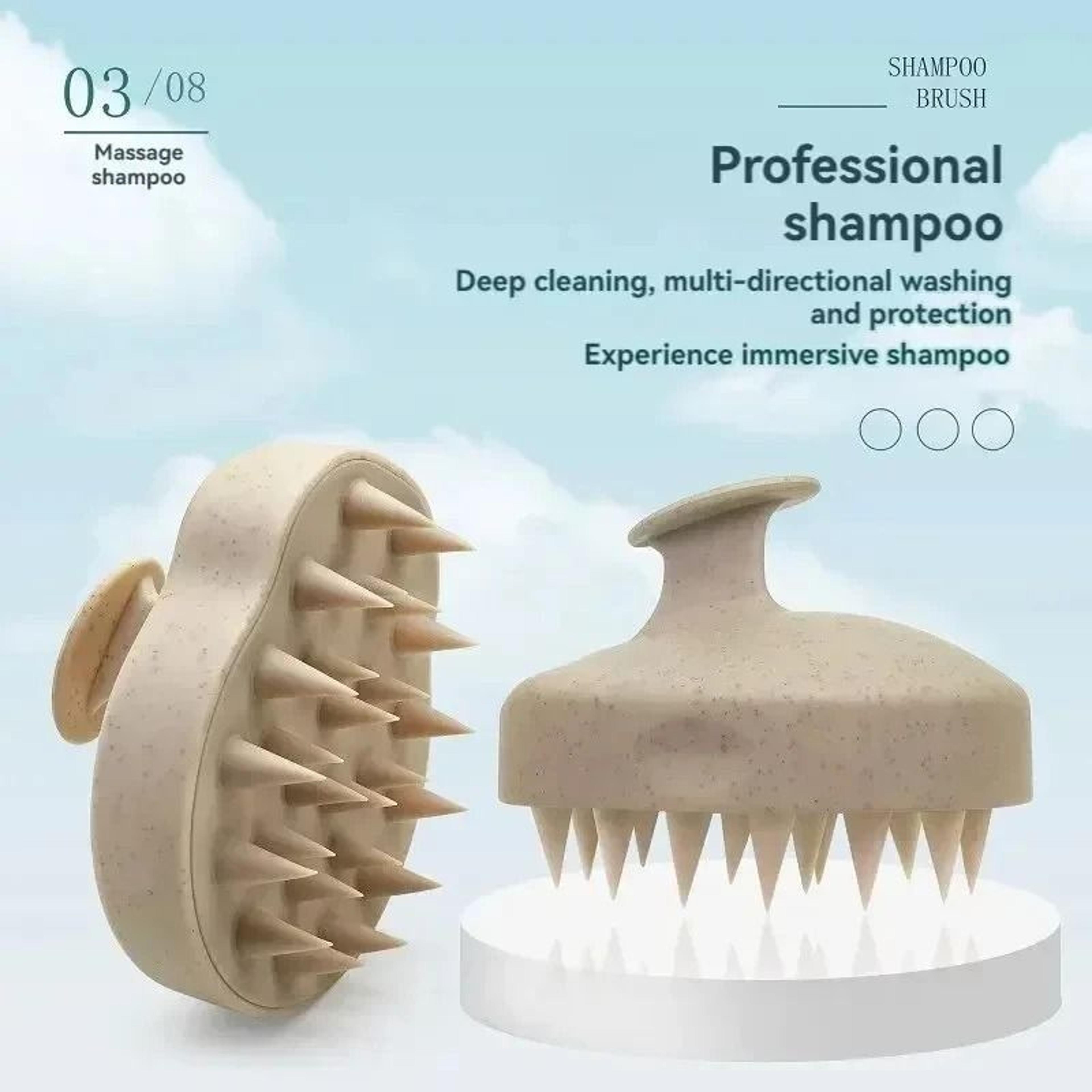 eco-friendly silicone scalp massager | wheat straw hair wash brush