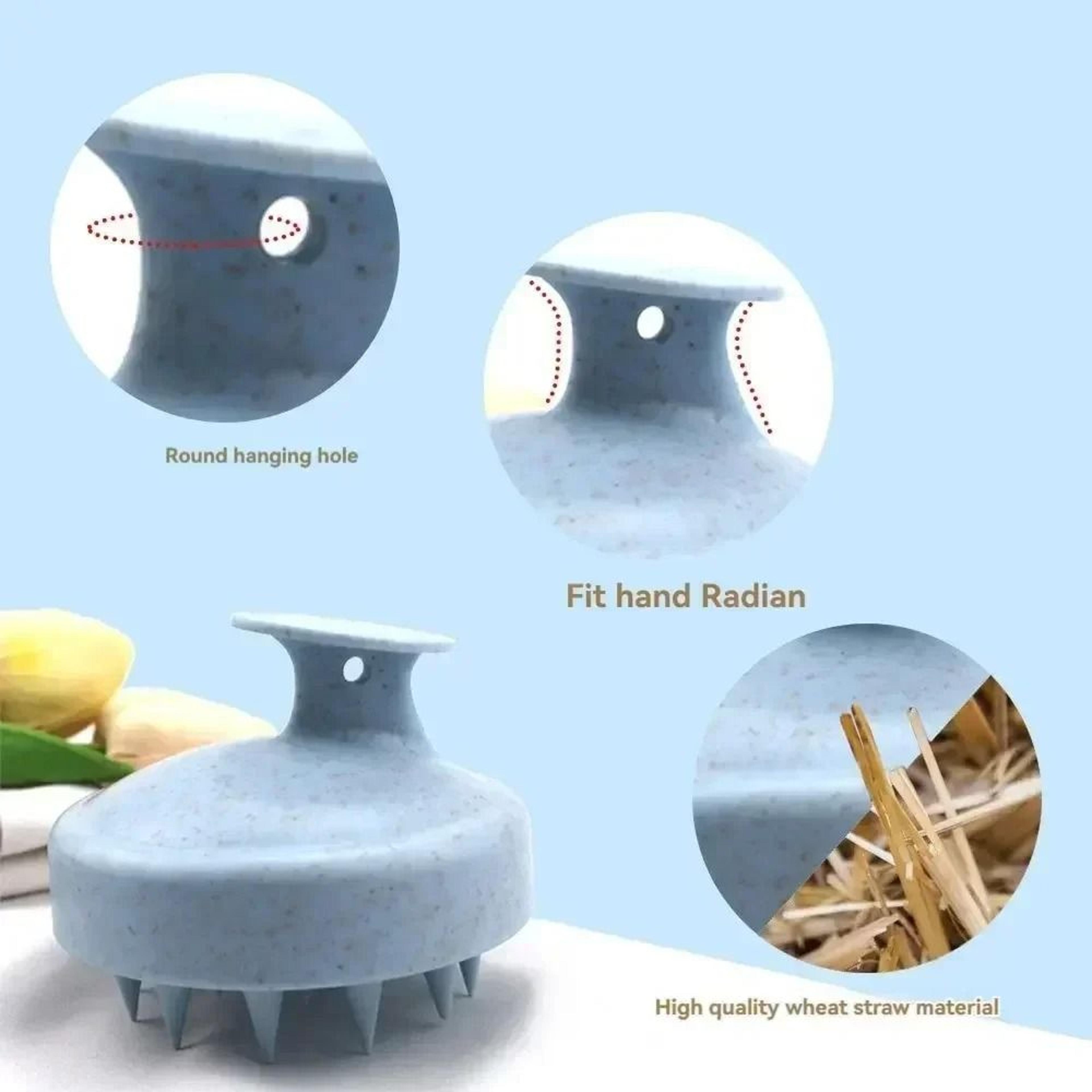 EcoFriendly Silicone Scalp Massager  Wheat Straw Hair Wash Brush 3