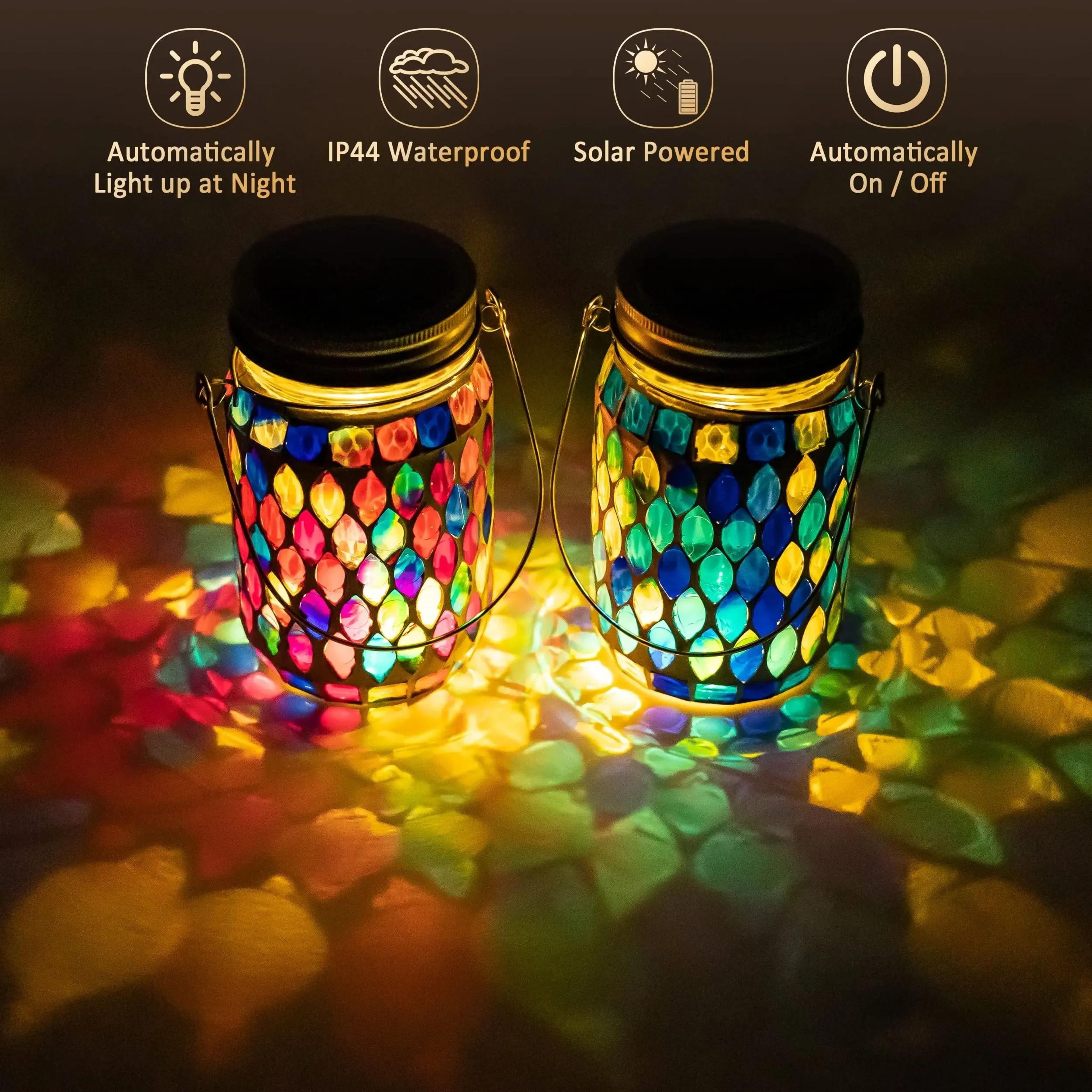 Artisanal Mosaic Solar Hanging Lantern 1