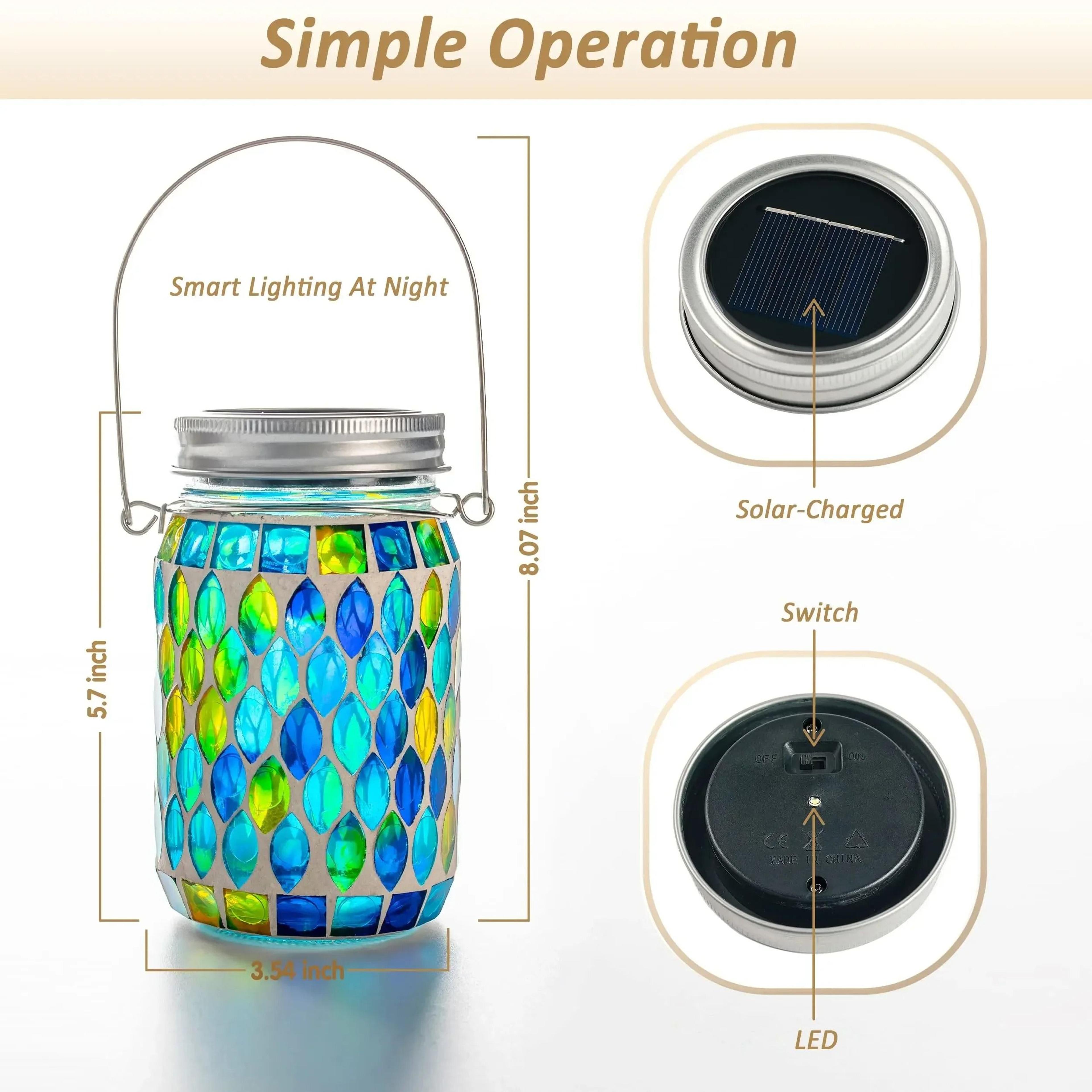 Artisanal Mosaic Solar Hanging Lantern 5