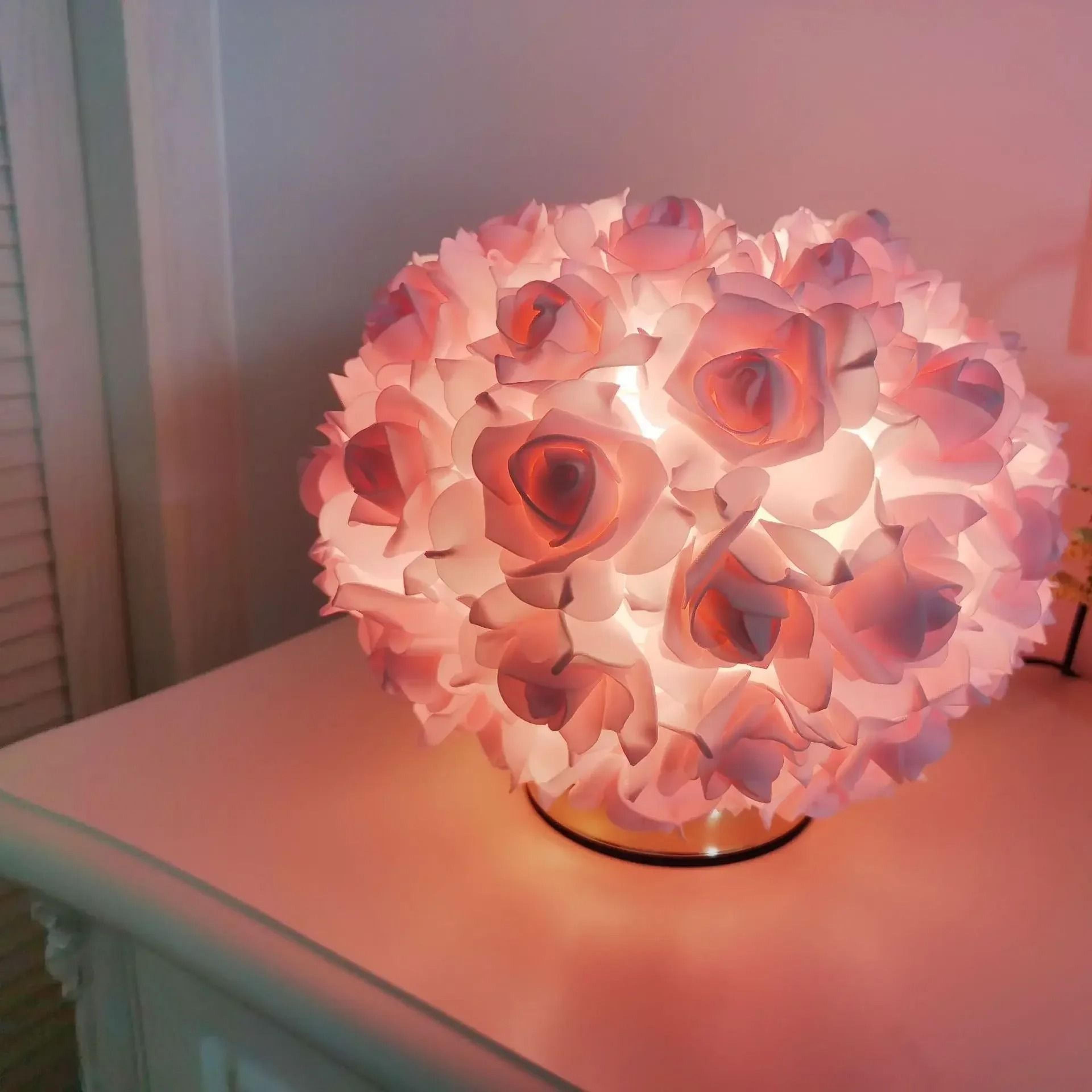 Romantic Rose Gold Crystal Flower Lamp 6