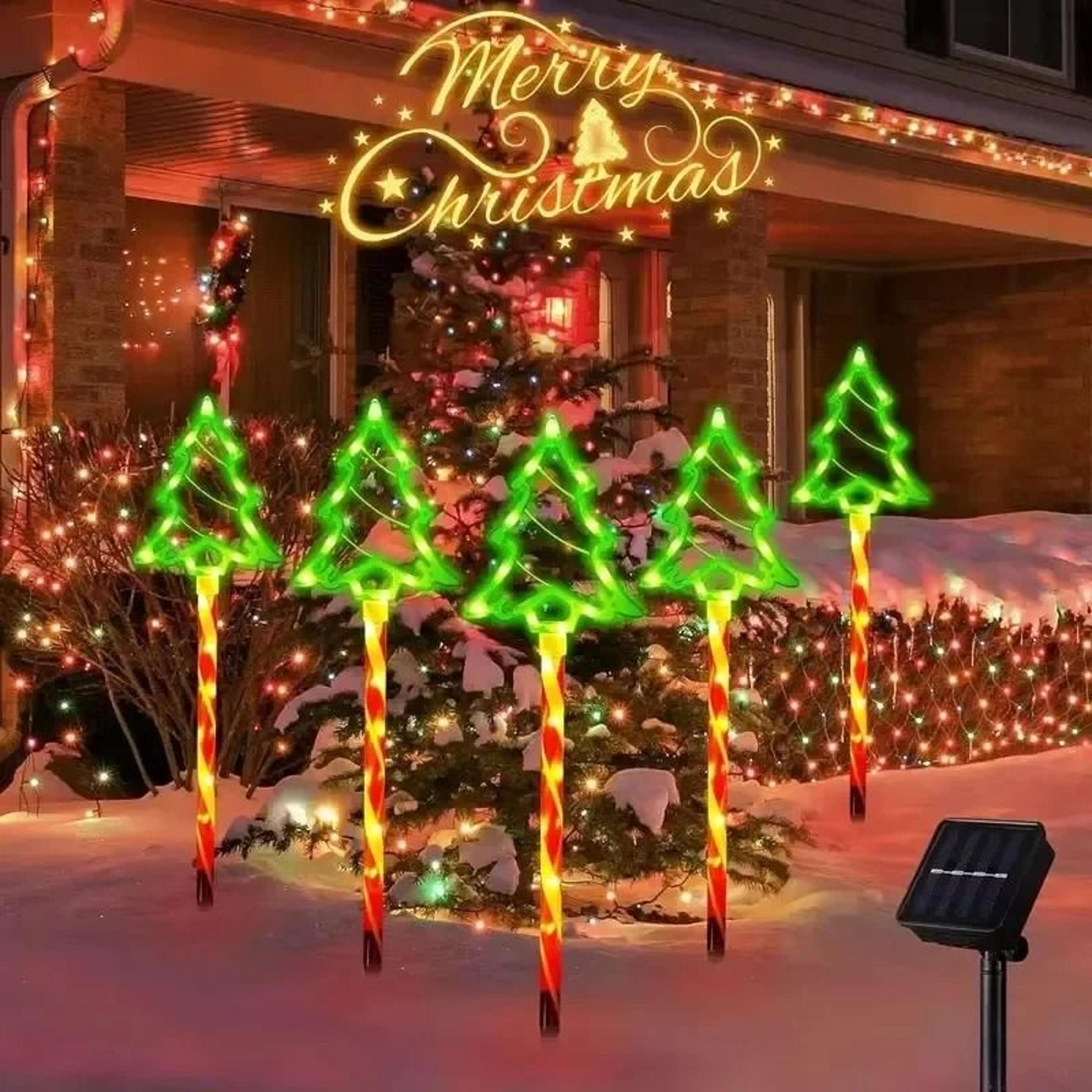 Solar Candy Cane Christmas Tree Stakes 1