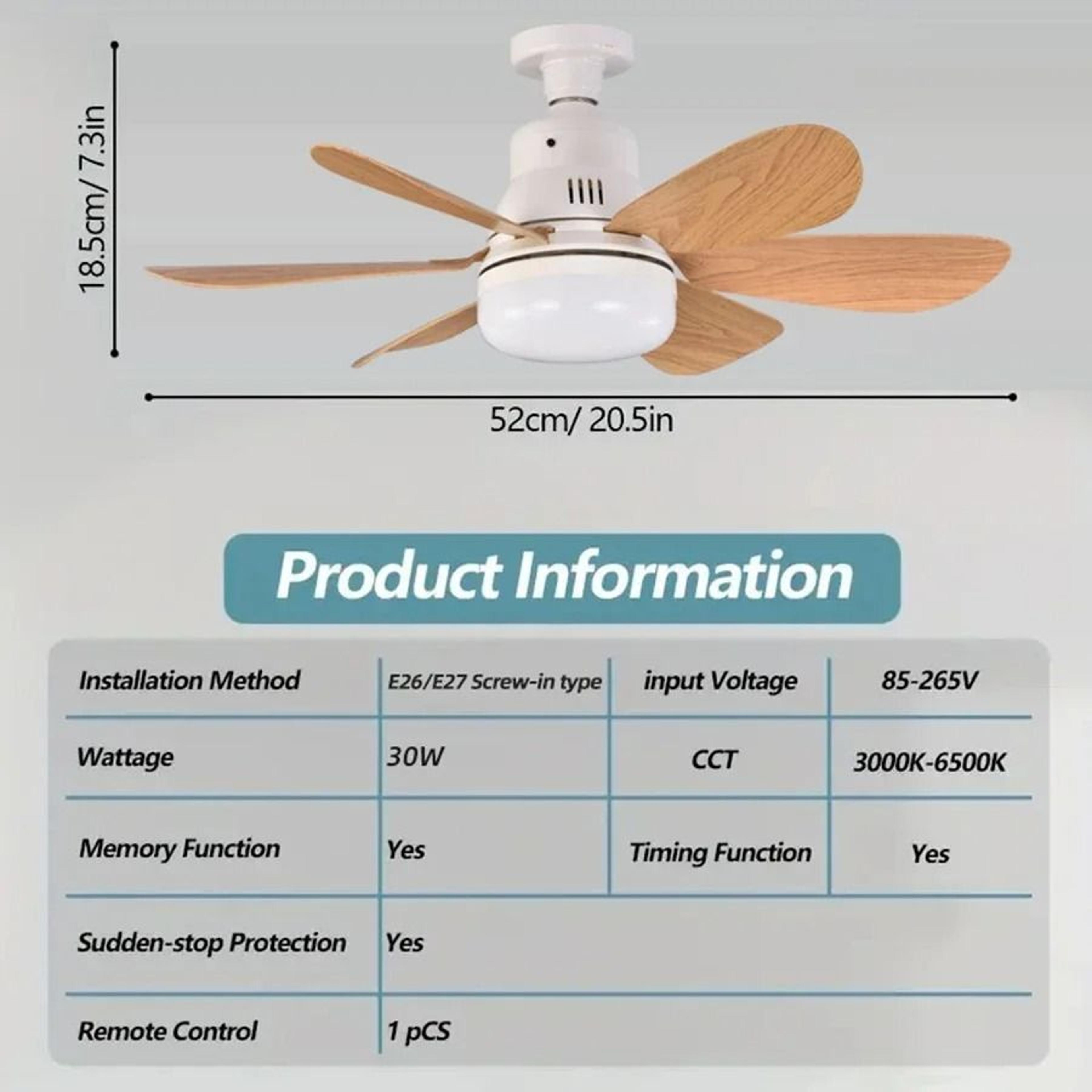 TimberAura Socket Ceiling Fan Light 3