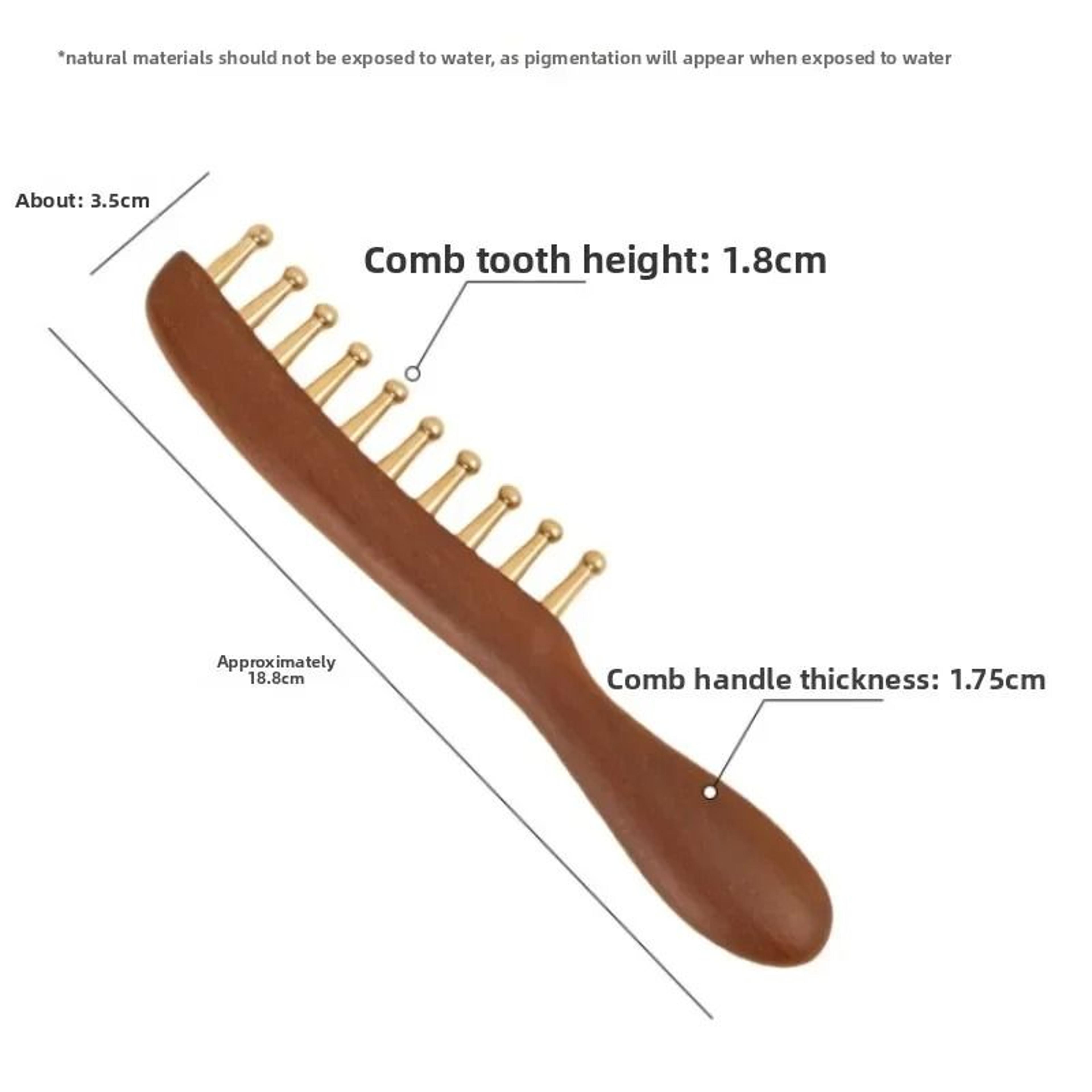10Tooth Copper  Wood Meridian Massage Comb 2