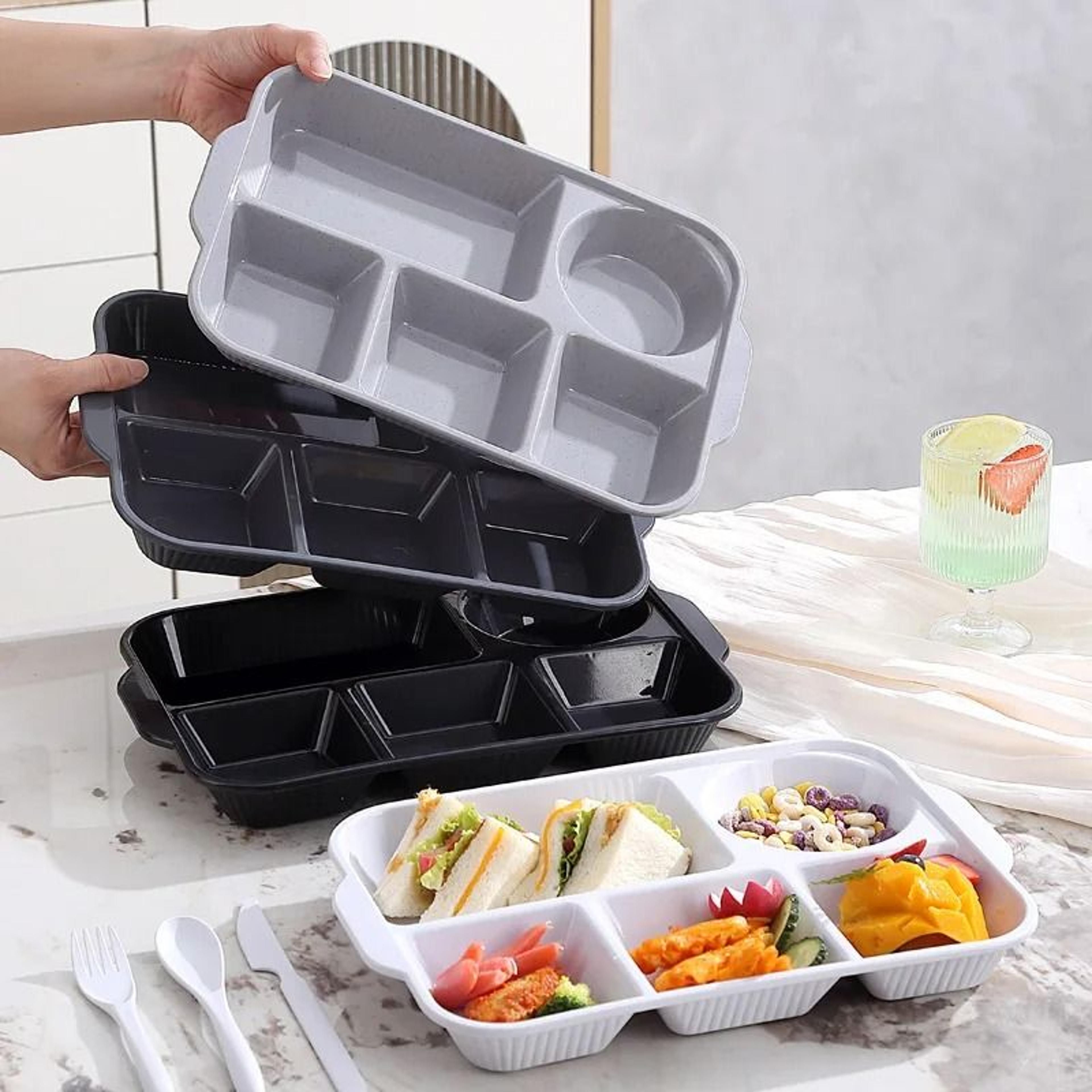 5Grid Portable Divided Lunchbox  Cutlery Set 3