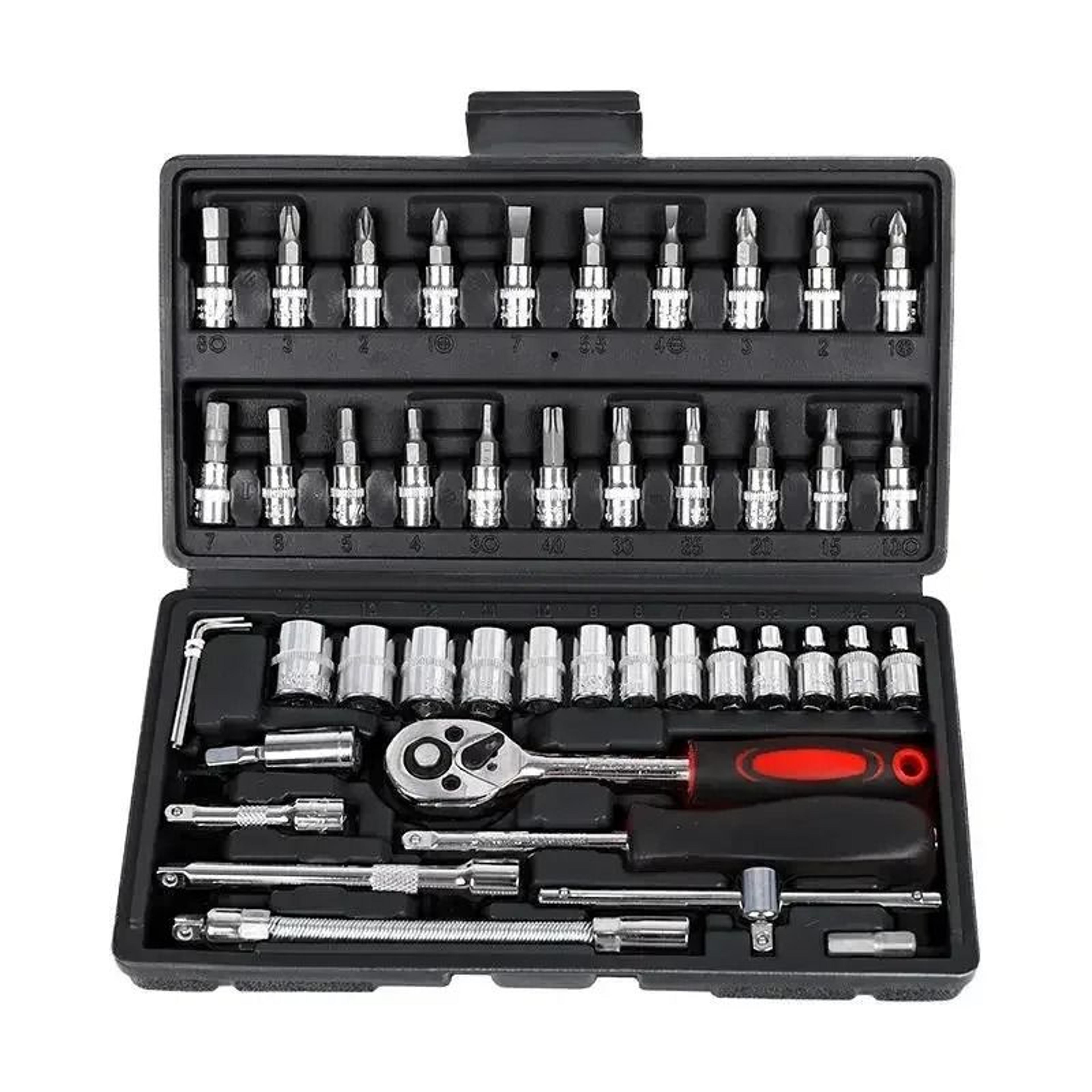 46Piece Precision Ratchet And Socket Tool Set 1