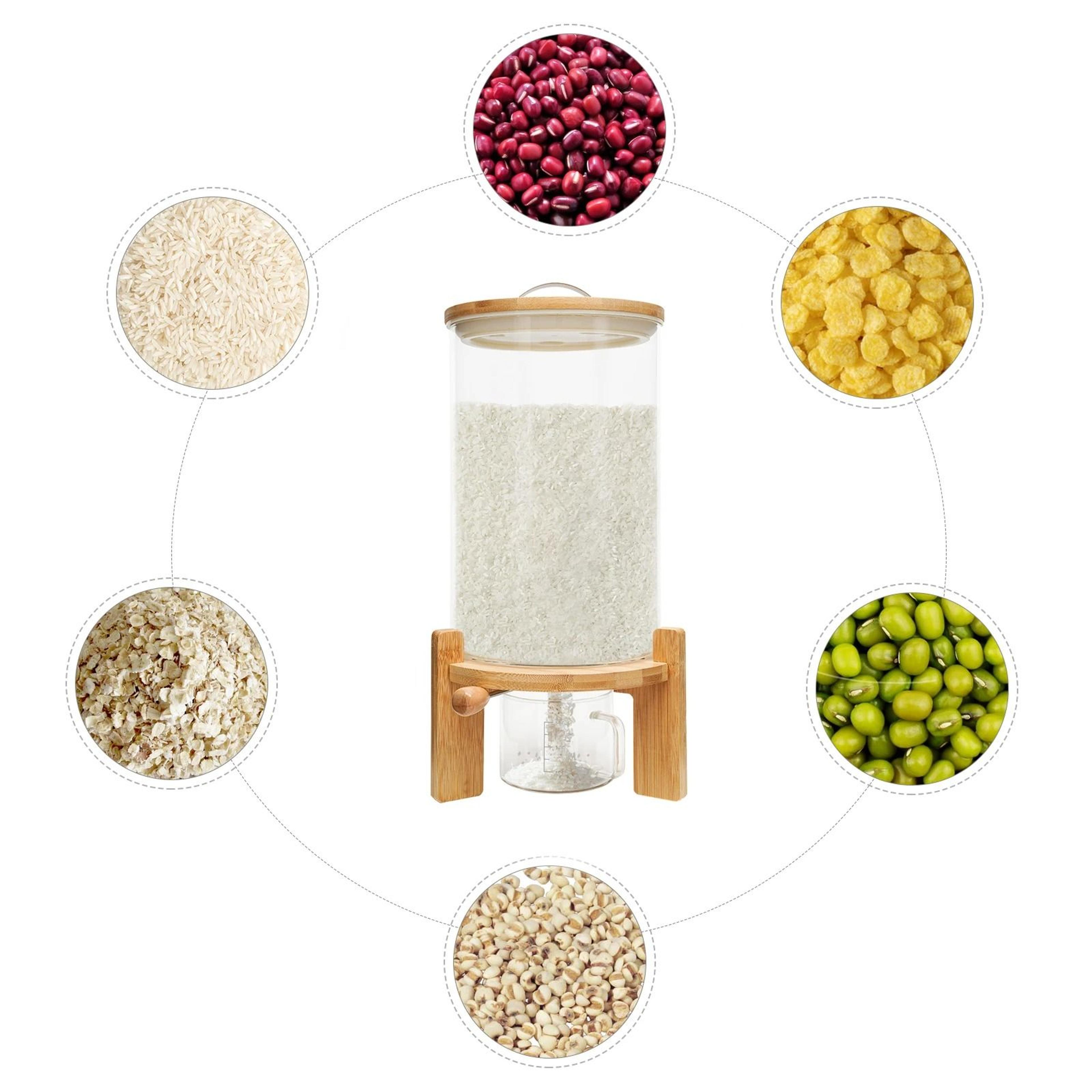 75L Glass Cereal Dispenser  LargeCapacity Grain Storage 5