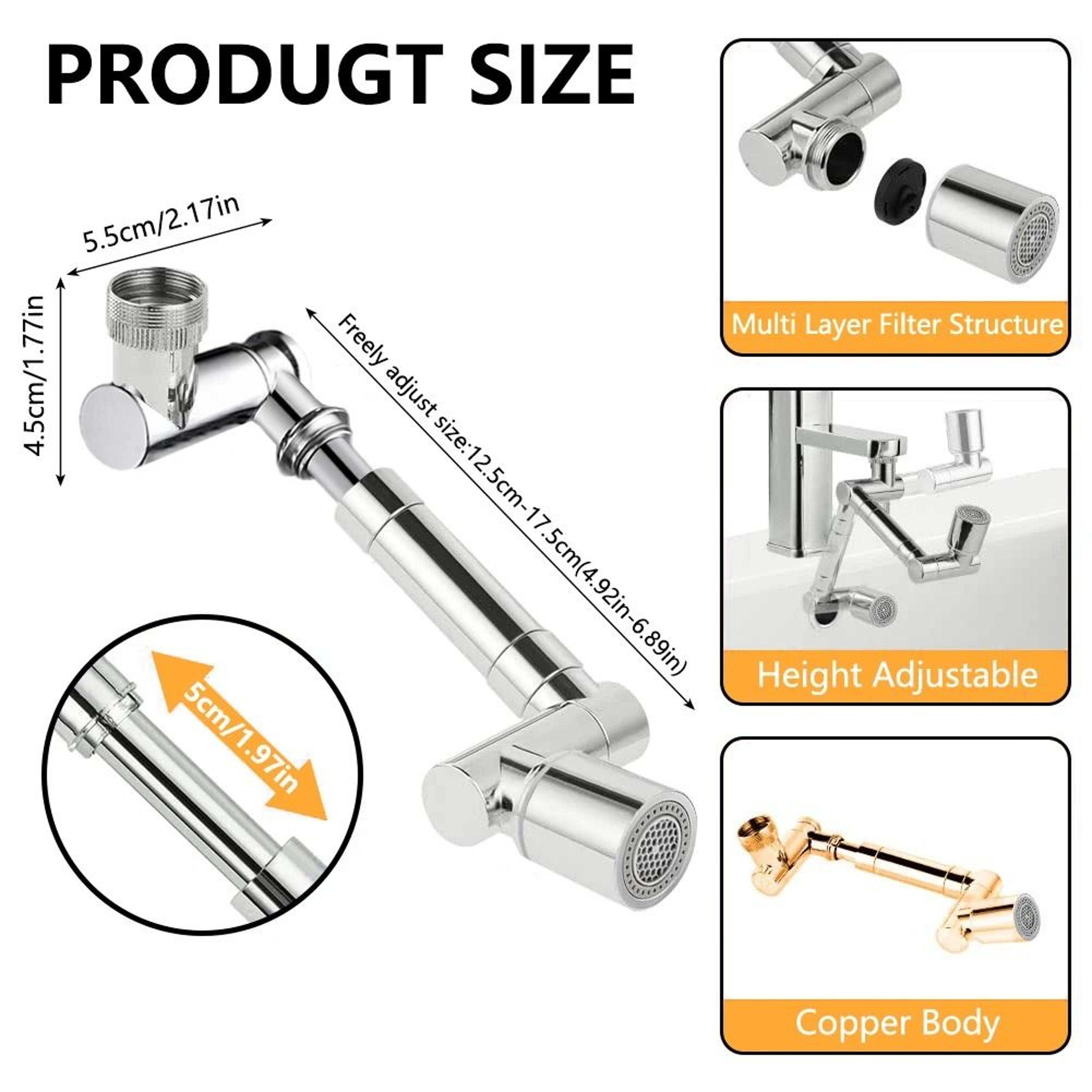 Ultimate 1440 Swivel Faucet Extender And Universal Robotic Arm Aerator 5