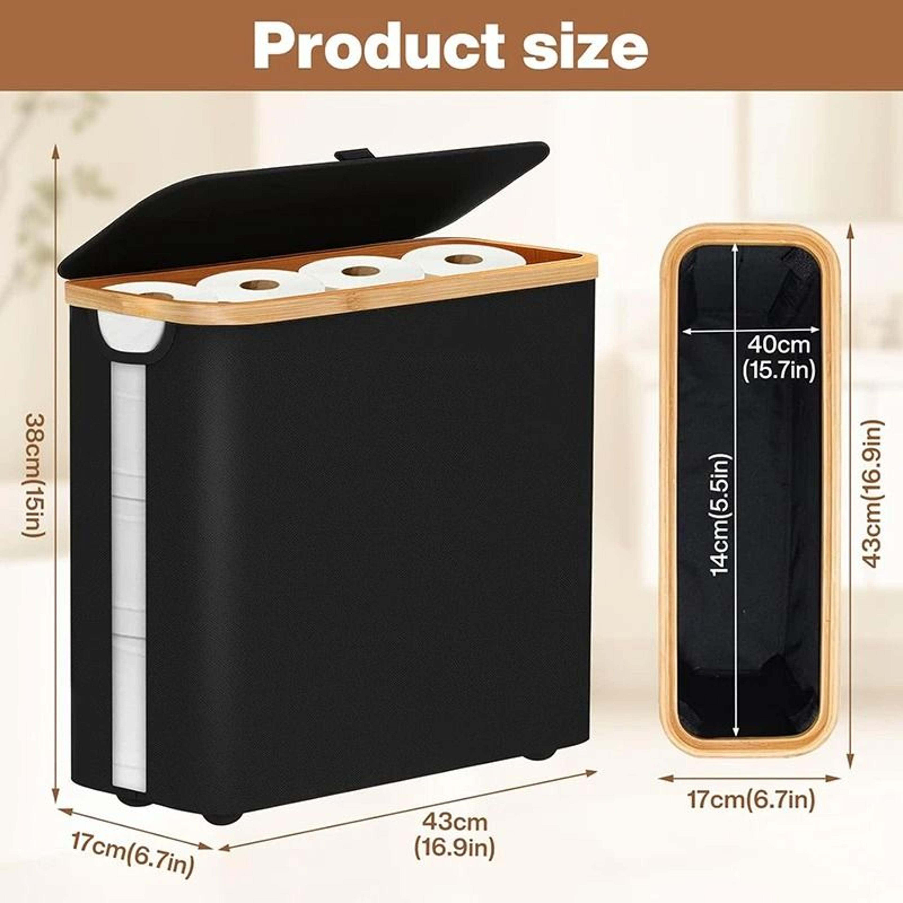 Foldable Toilet Paper Storage Basket  Large Capacity Bathroom Organizer With Lid 5