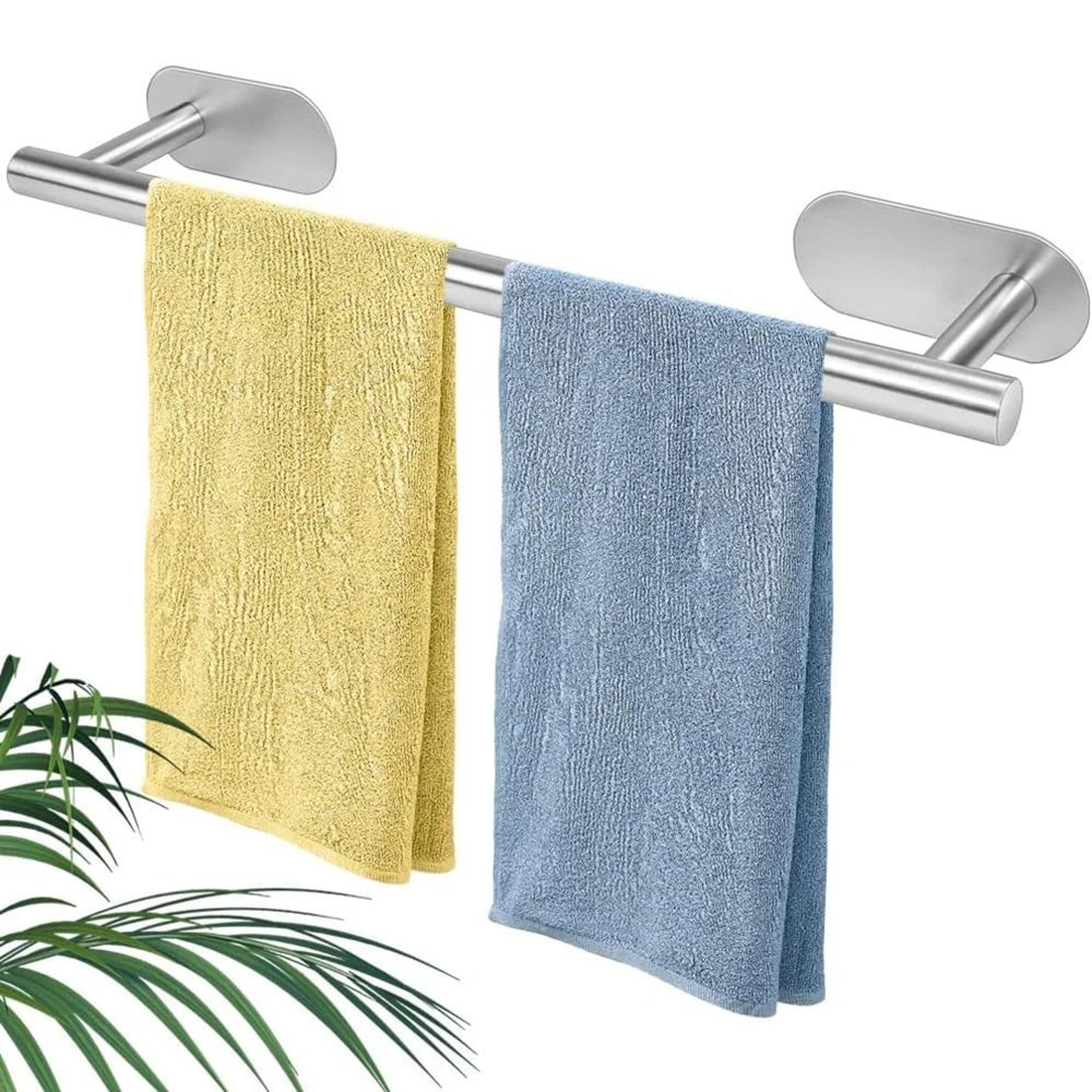 drill-free retractable bathroom towel rack – sus304 stainless steel adhesive hanger