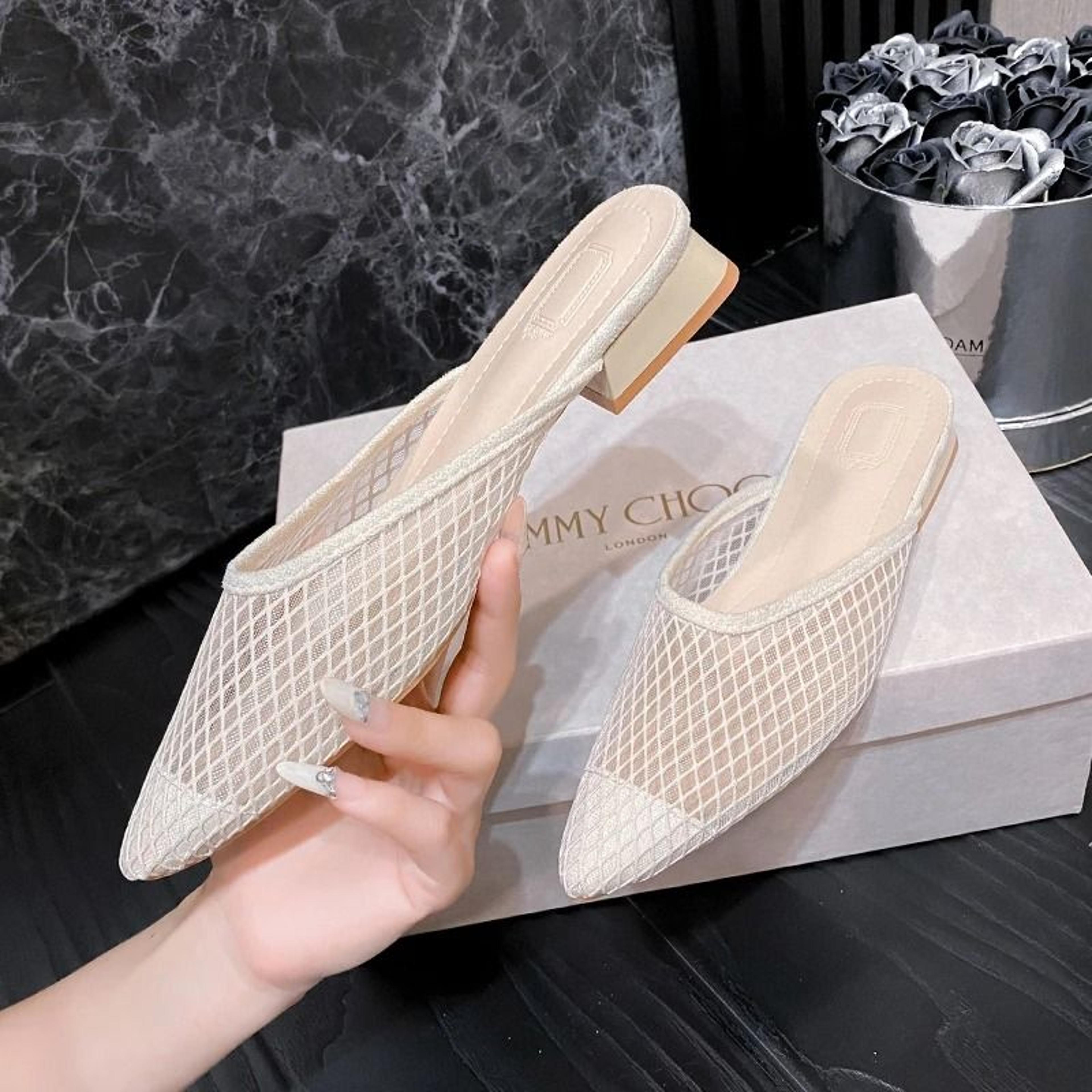 Designer PointedToe Mesh Mules  Elegant Summer Beach Flat Slides 7