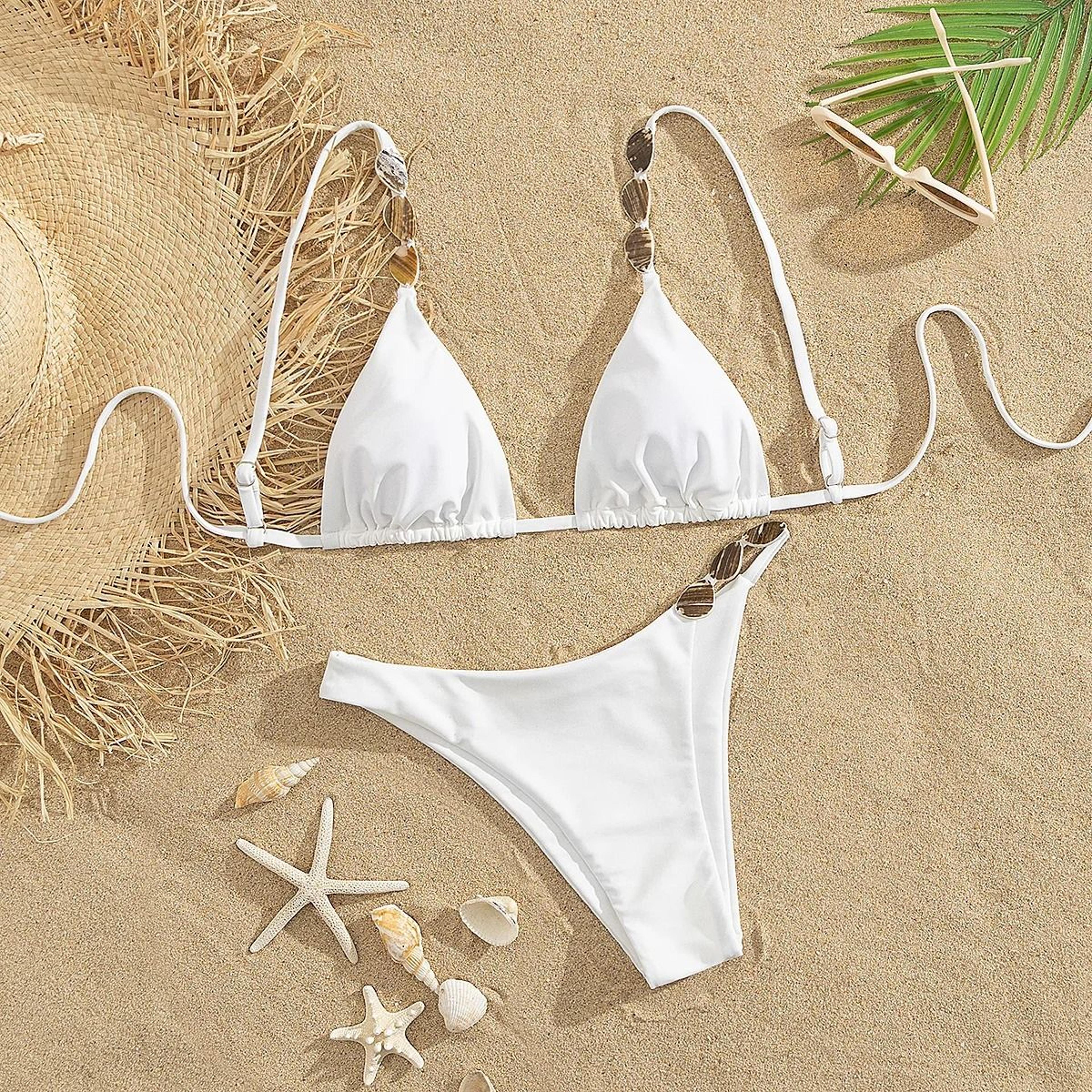 elite golden print high-waist bikini set – push-up luxury swimwear