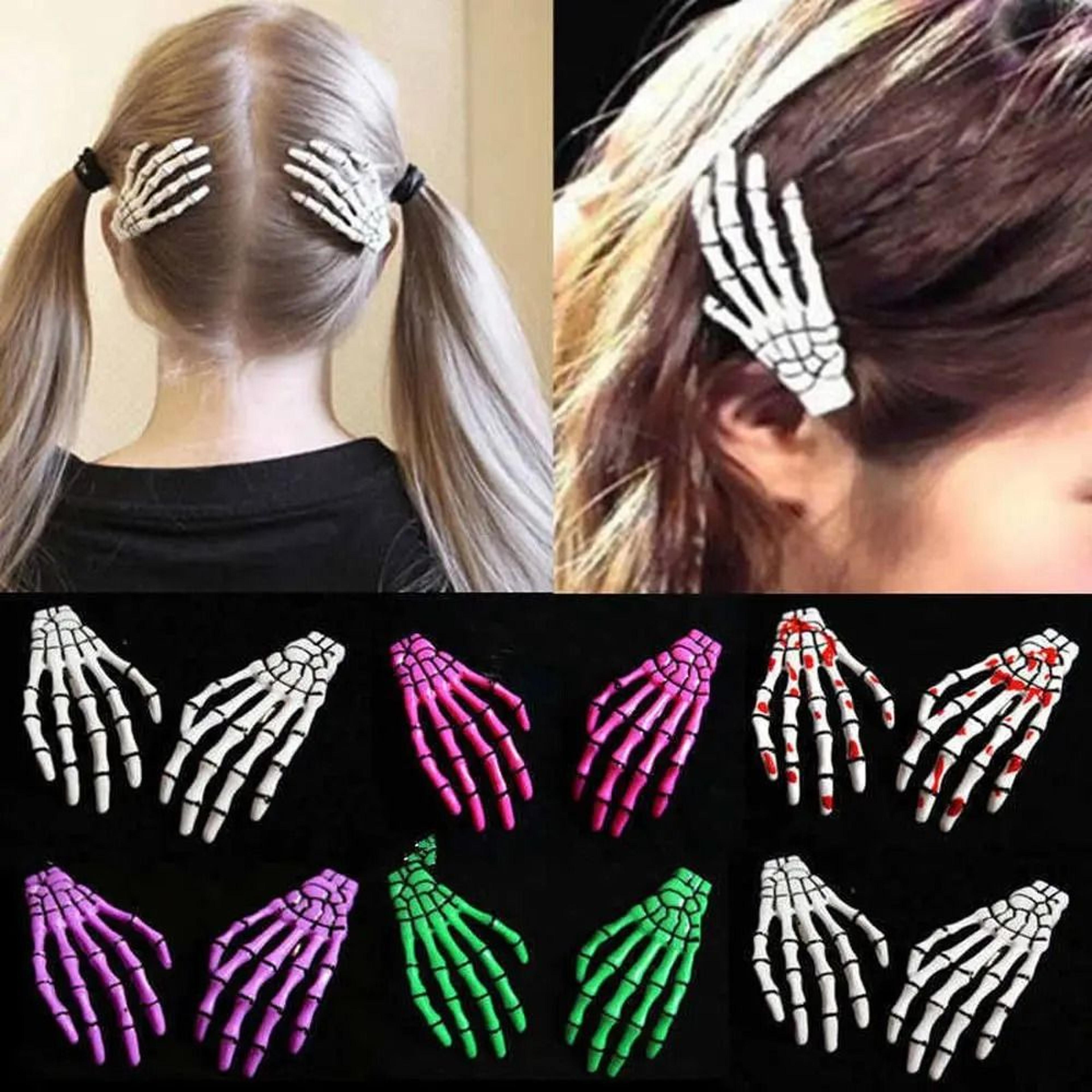 Skull Hand Bone Hairpin Set  2Piece Ghost Skeleton Gripper Hair Clips 0
