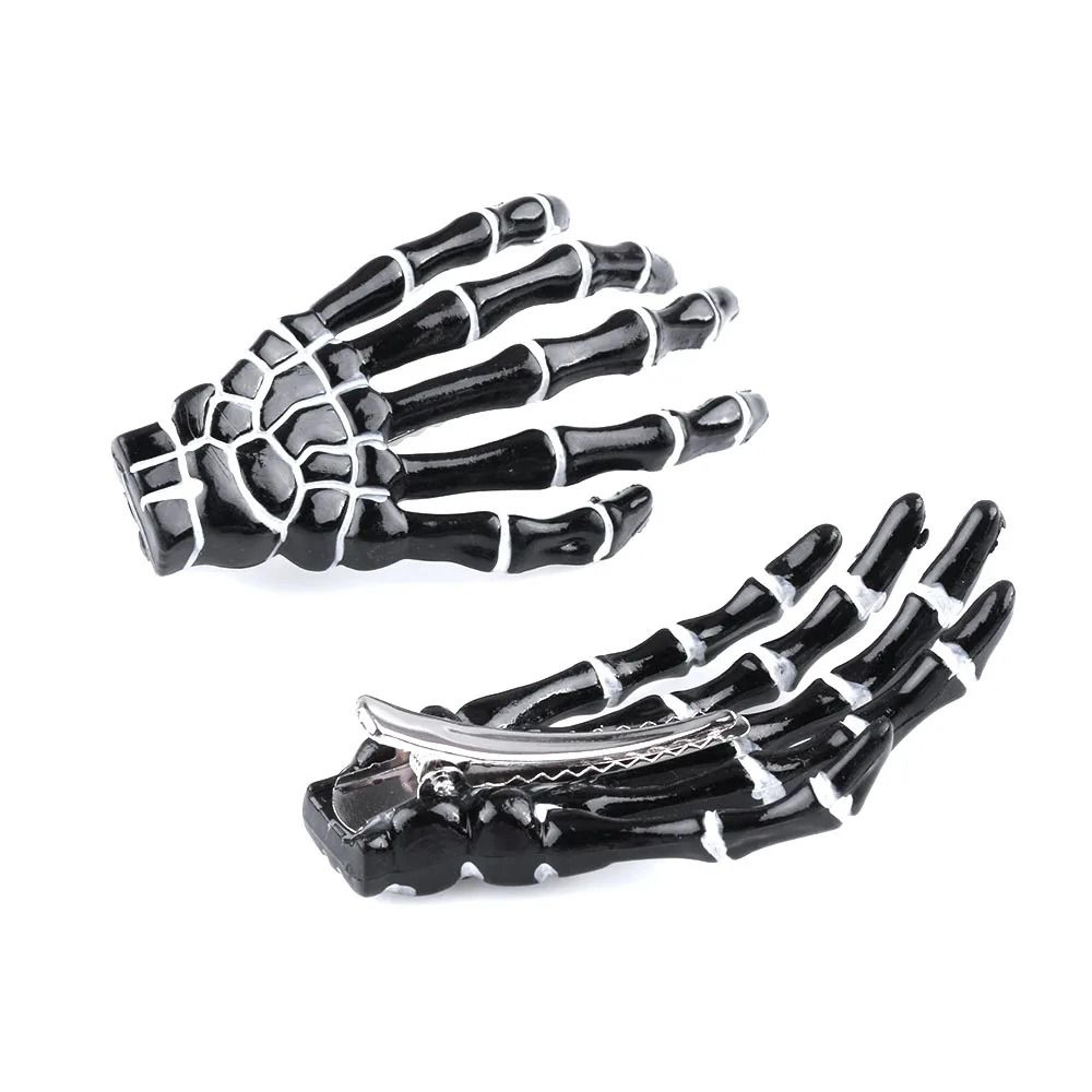 Skull Hand Bone Hairpin Set  2Piece Ghost Skeleton Gripper Hair Clips 7