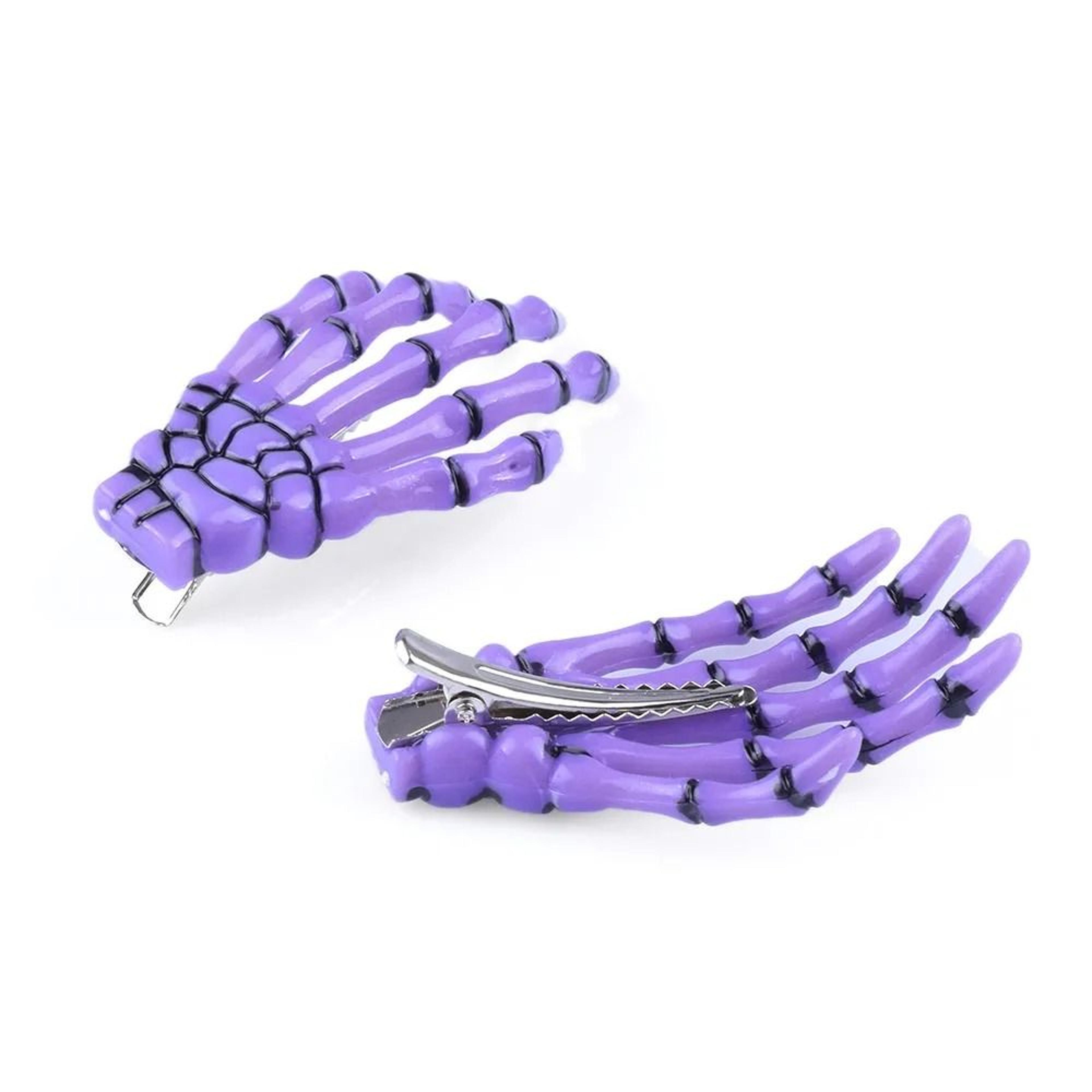 Skull Hand Bone Hairpin Set  2Piece Ghost Skeleton Gripper Hair Clips 11