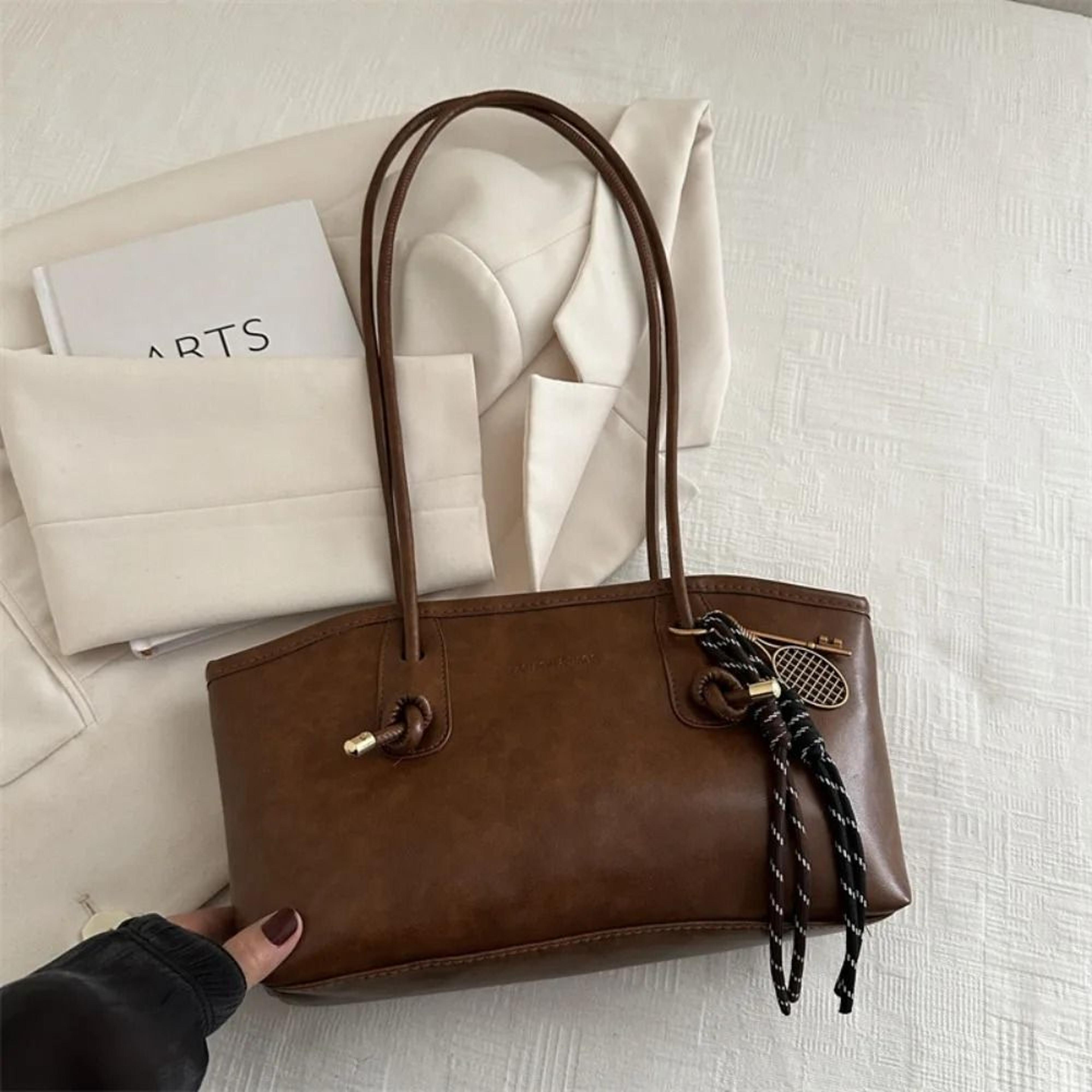 Y2K LargeCapacity Work Shoulder Bag  Solid Color Minimalist PU Leather Tote 9