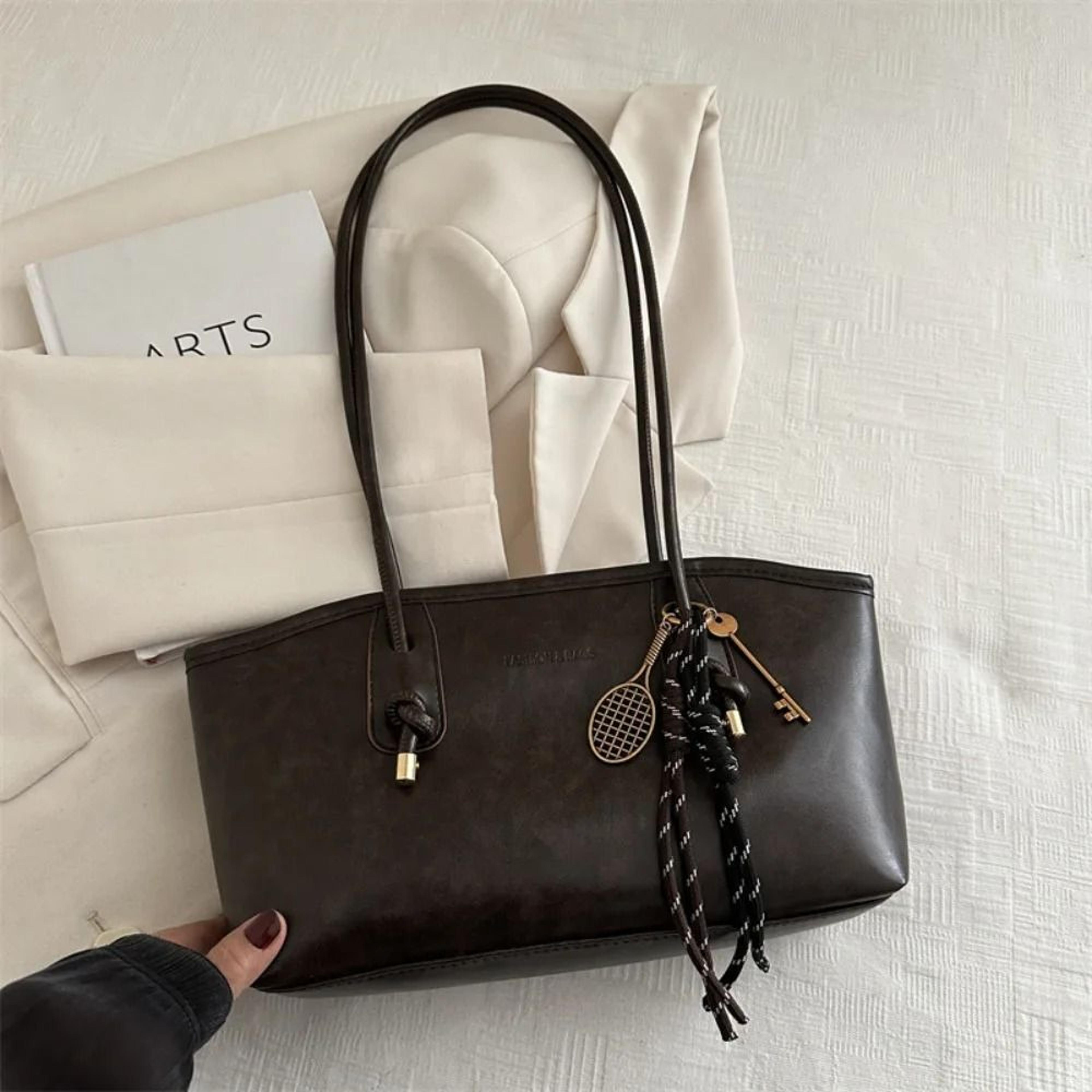 Y2K LargeCapacity Work Shoulder Bag  Solid Color Minimalist PU Leather Tote 10
