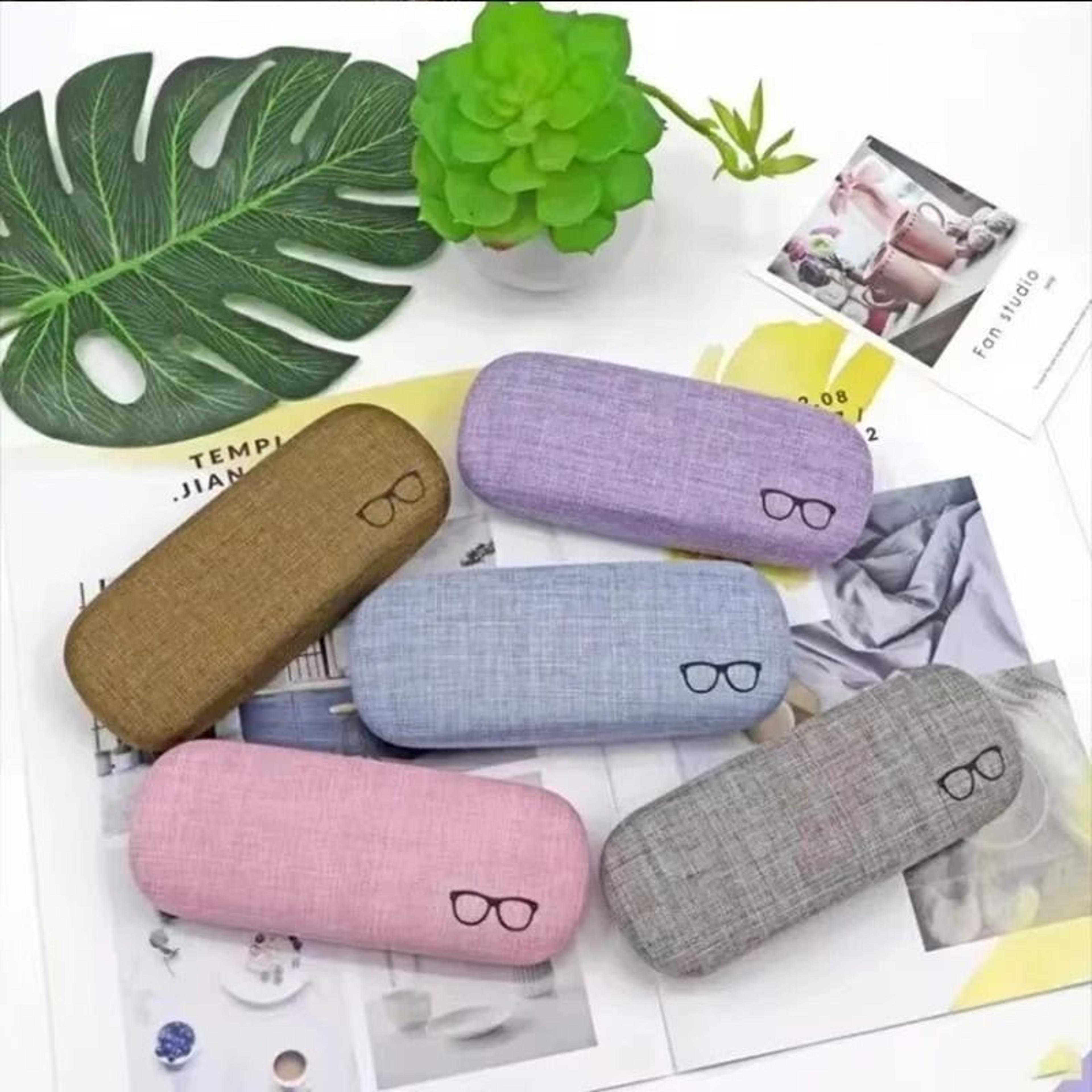 Linen Fabric HardShell Glasses Case  Protective Eyewear Cover For Sunglasses  Spectacles 1