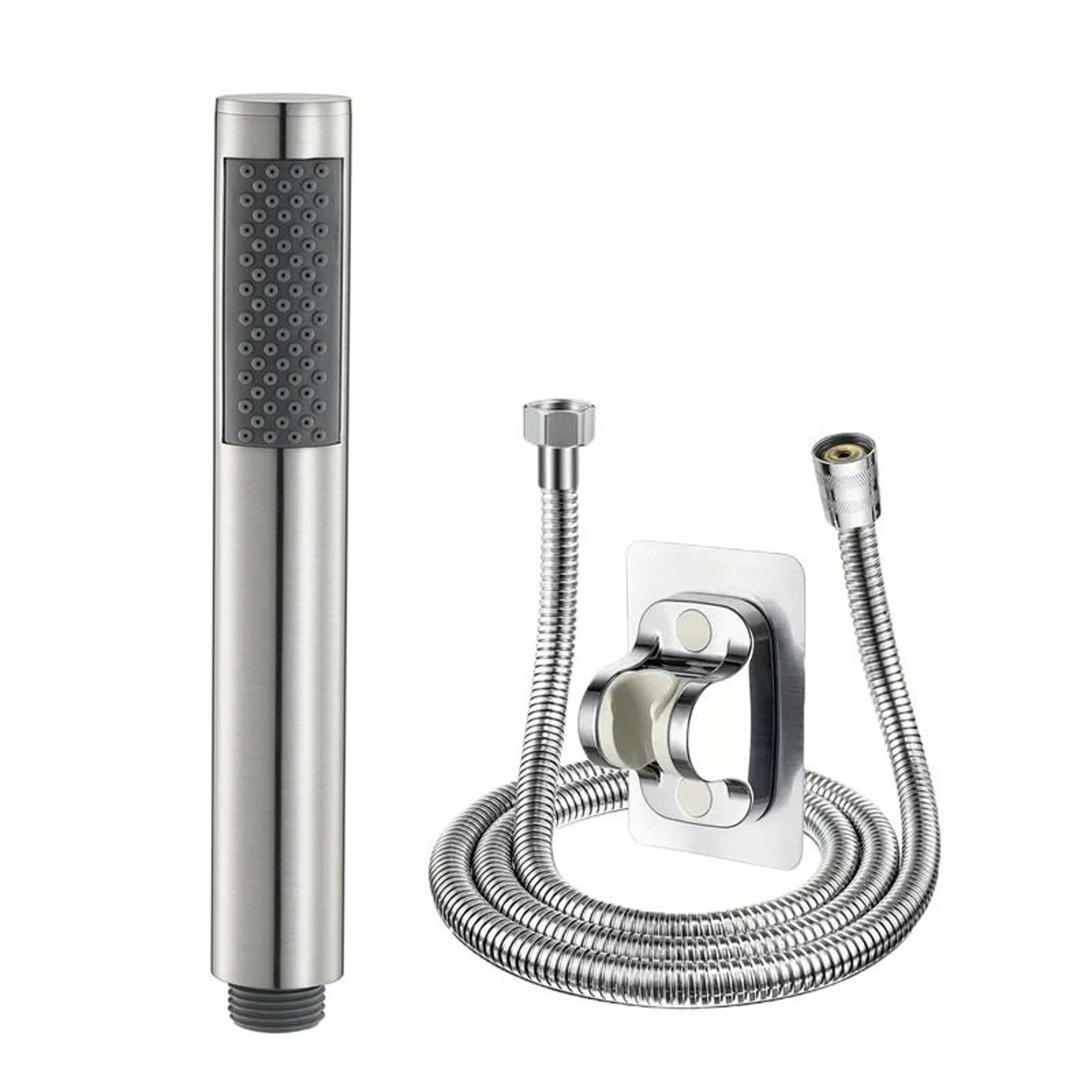 Handheld Cylindrical Stainless Steel Booster Shower Head  HighPressure Universal Bathroom Set 6