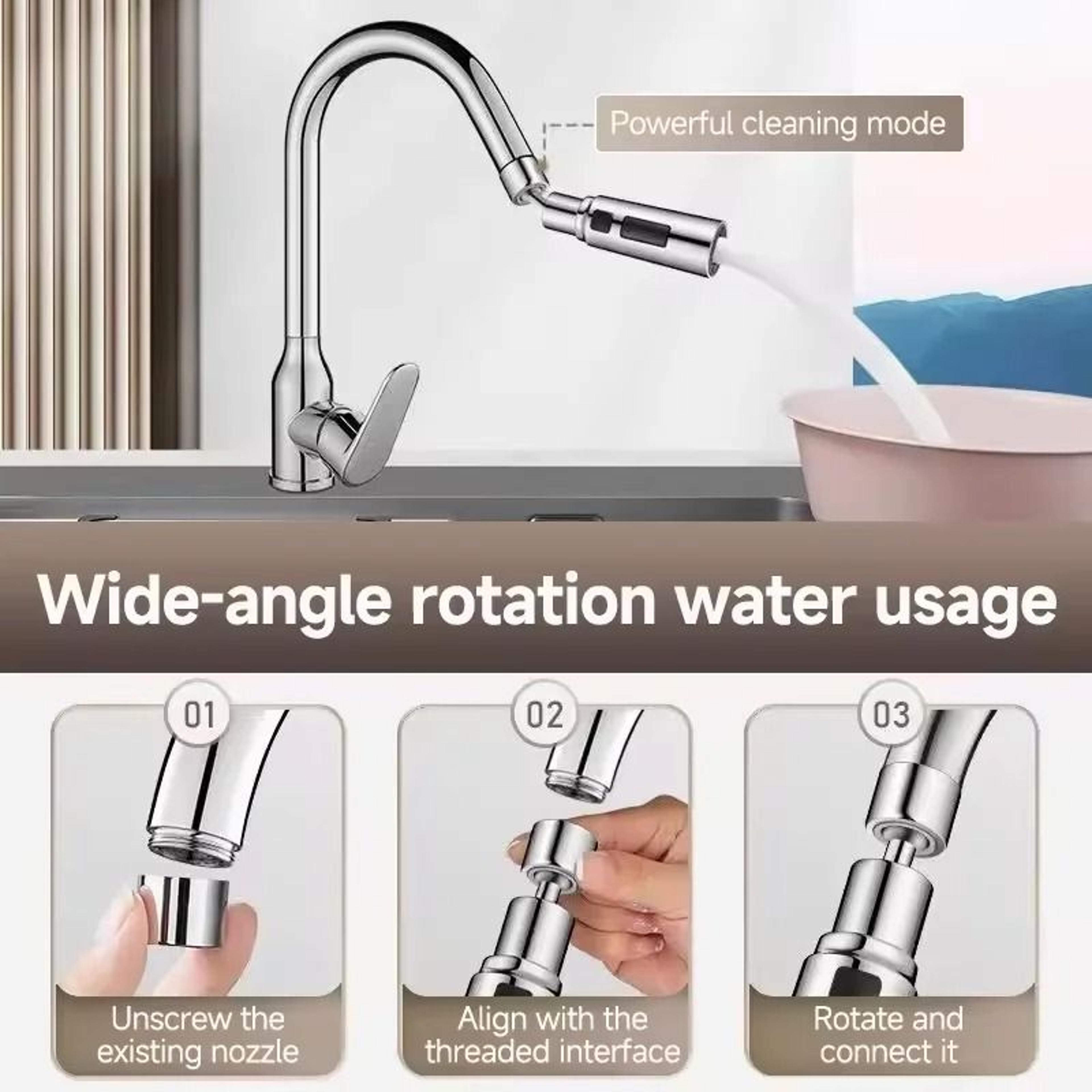 3Mode SplashProof Faucet Head  Universal Metal Extender  Kitchen Aerator 5