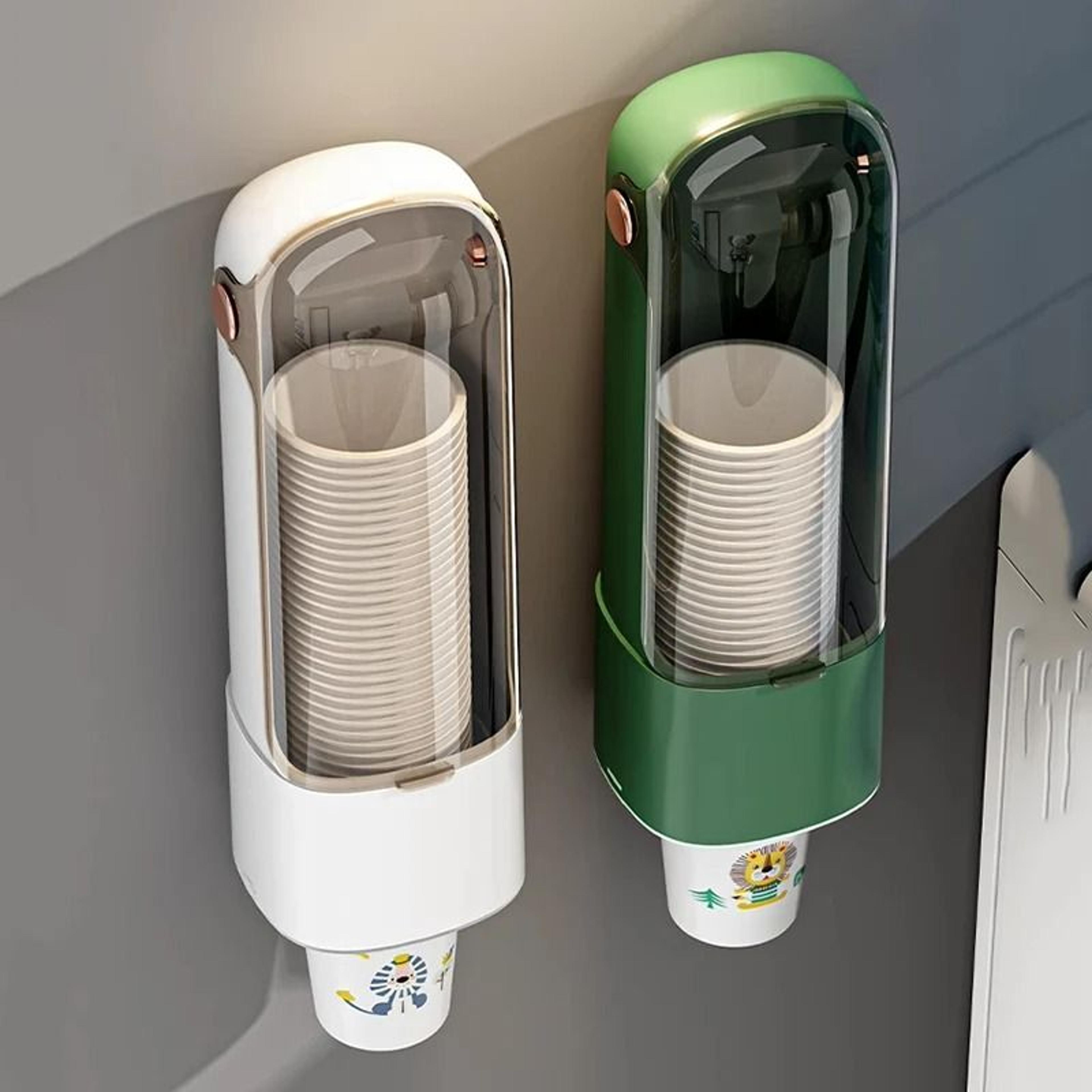 WallMounted NoDrill Cup Dispenser  Dustproof Household Paper Cup Storage Rack 1