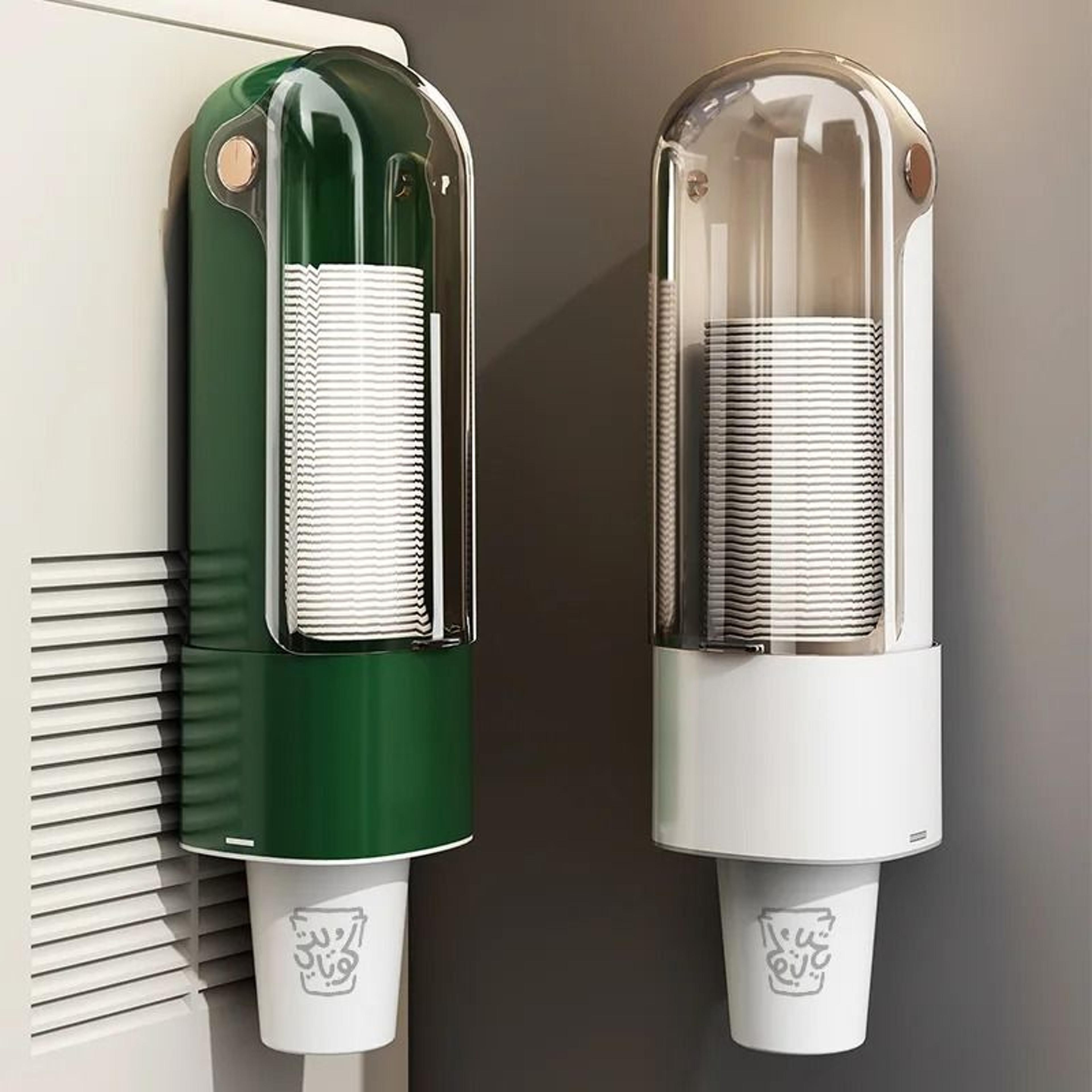 WallMounted NoDrill Cup Dispenser  Dustproof Household Paper Cup Storage Rack 2