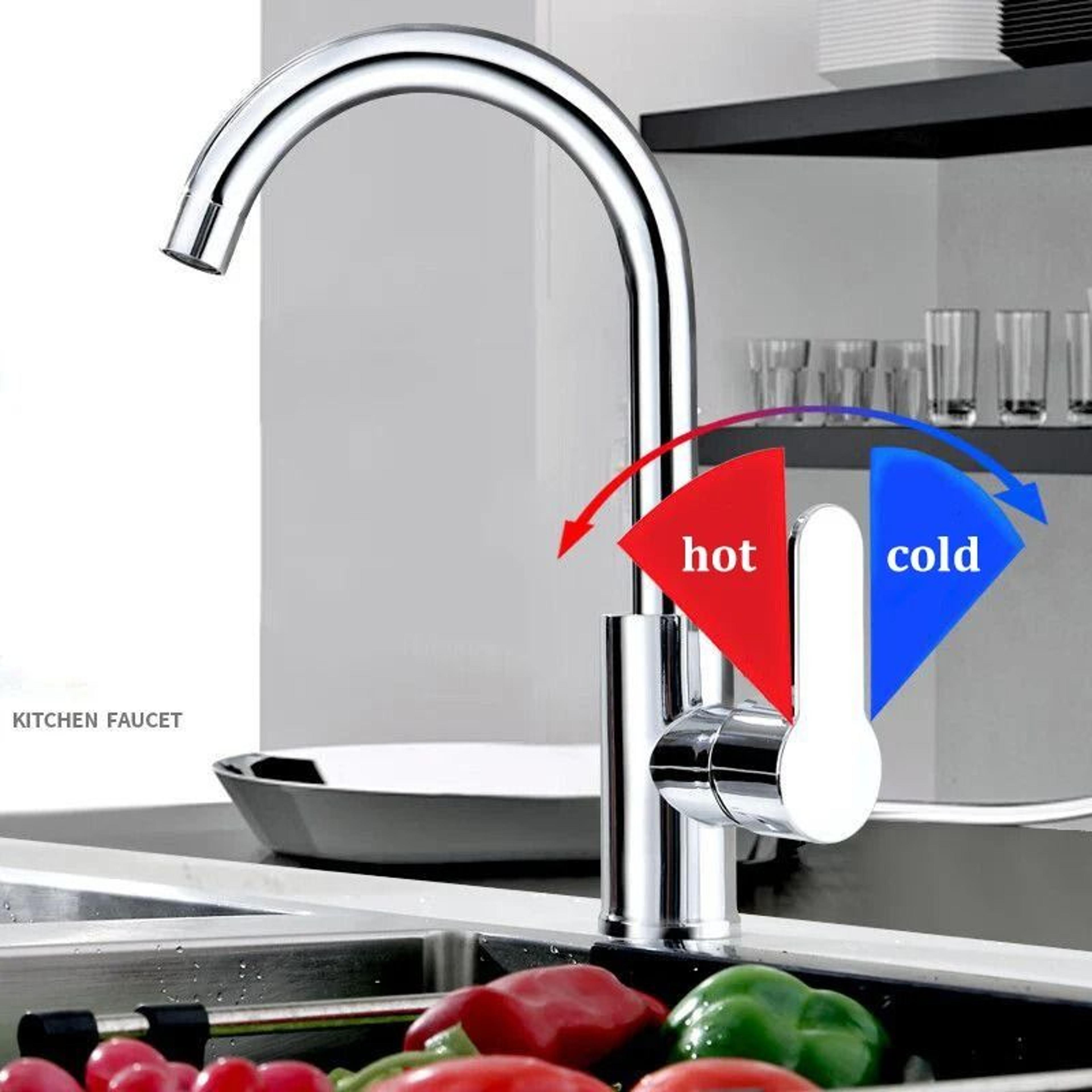 Stainless Steel Kitchen Basin Mixer  HighPressure SplashProof Hot  Cold Faucet 2